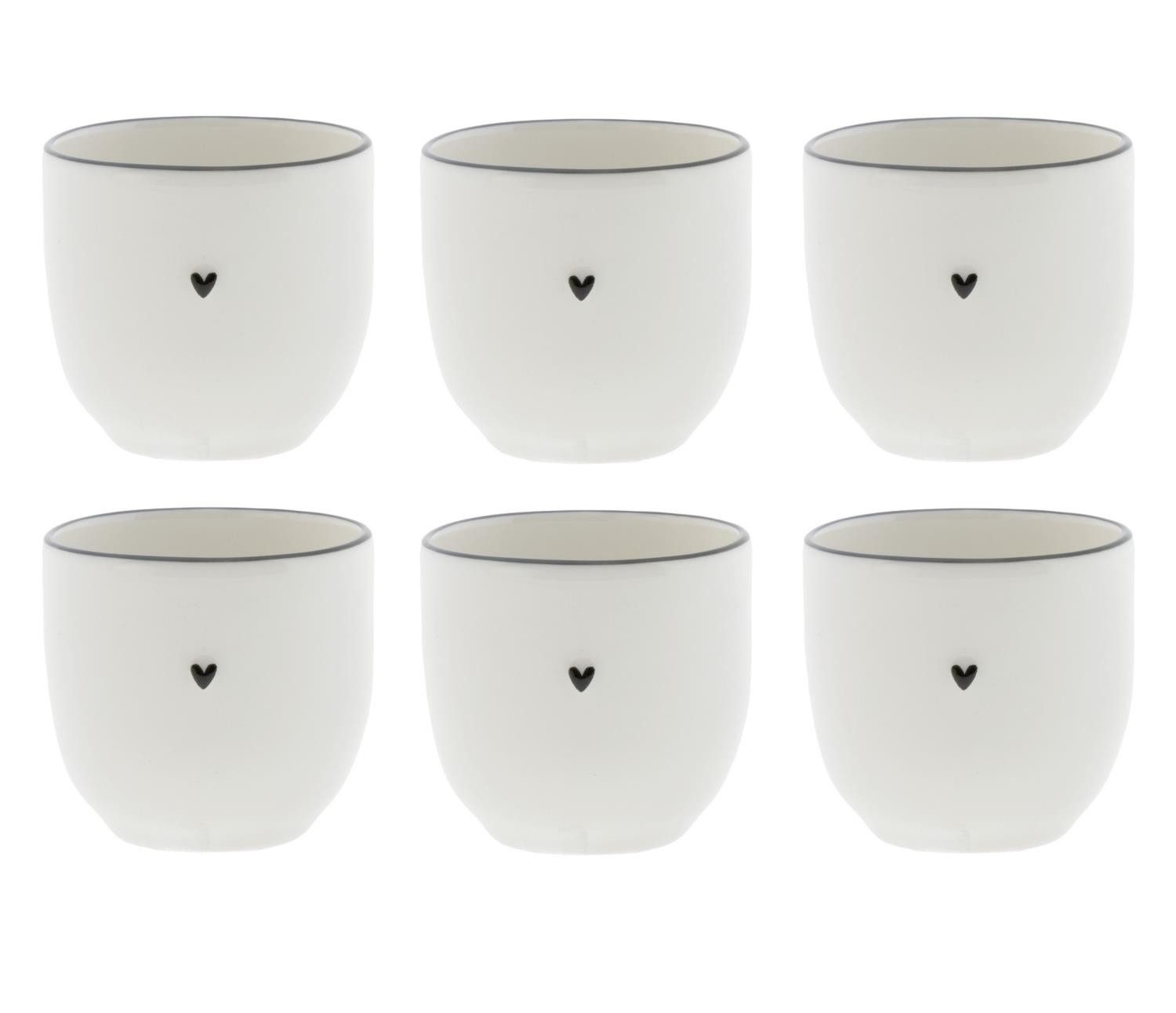 Bastion Collections Tasse Schwarzes Herz, Keramik, Spülmaschinengeeignet, Weiß, Motiv: Herz