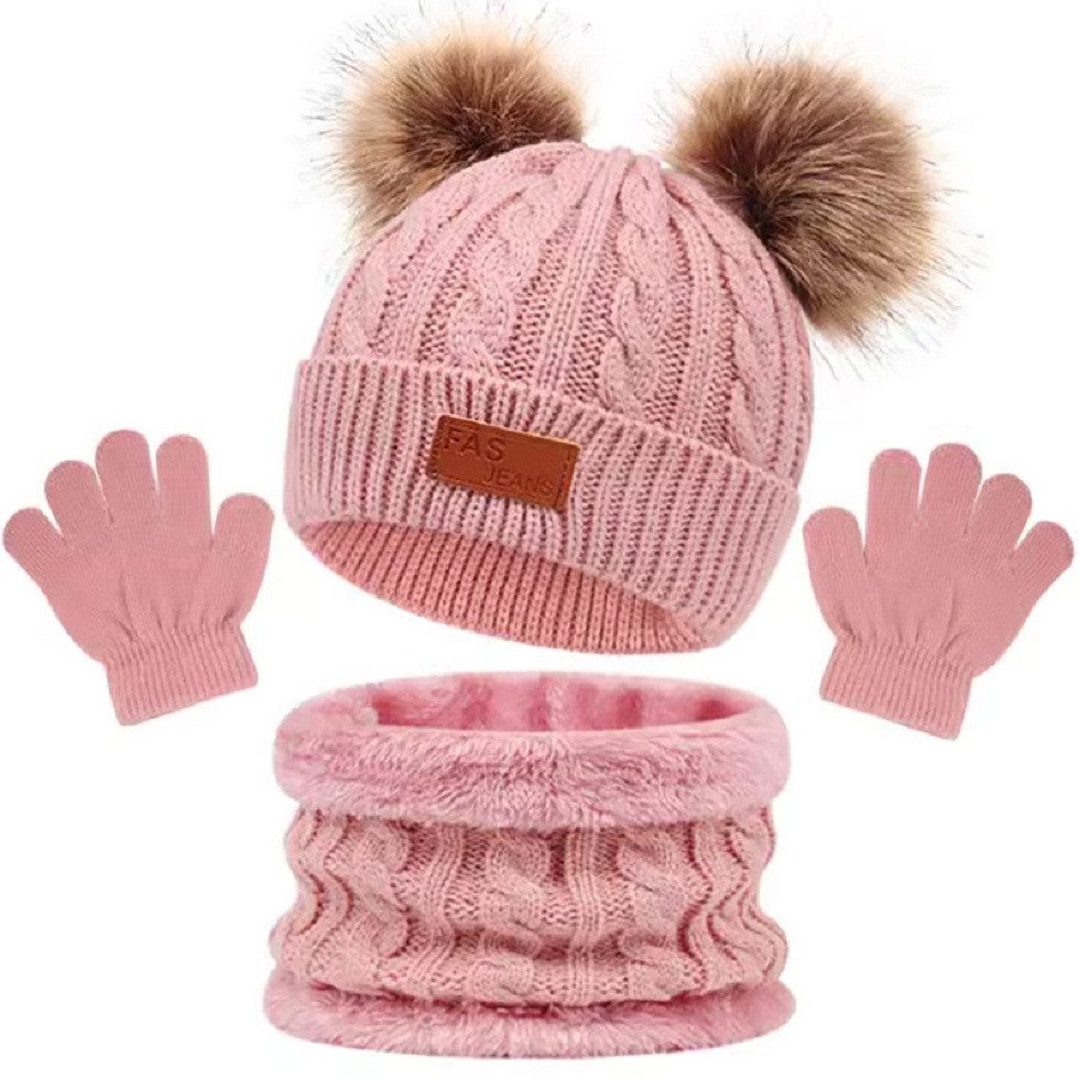 Jerseymütze Strickmütze-Dreiteiliger Winteranzug Mütze