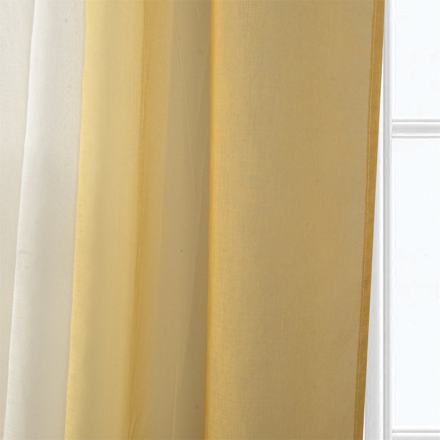 Farbverlauf mit Gelb Gardine, Ösen halbtransparent, Vorhänge (2 St), HOMEIDEAS,