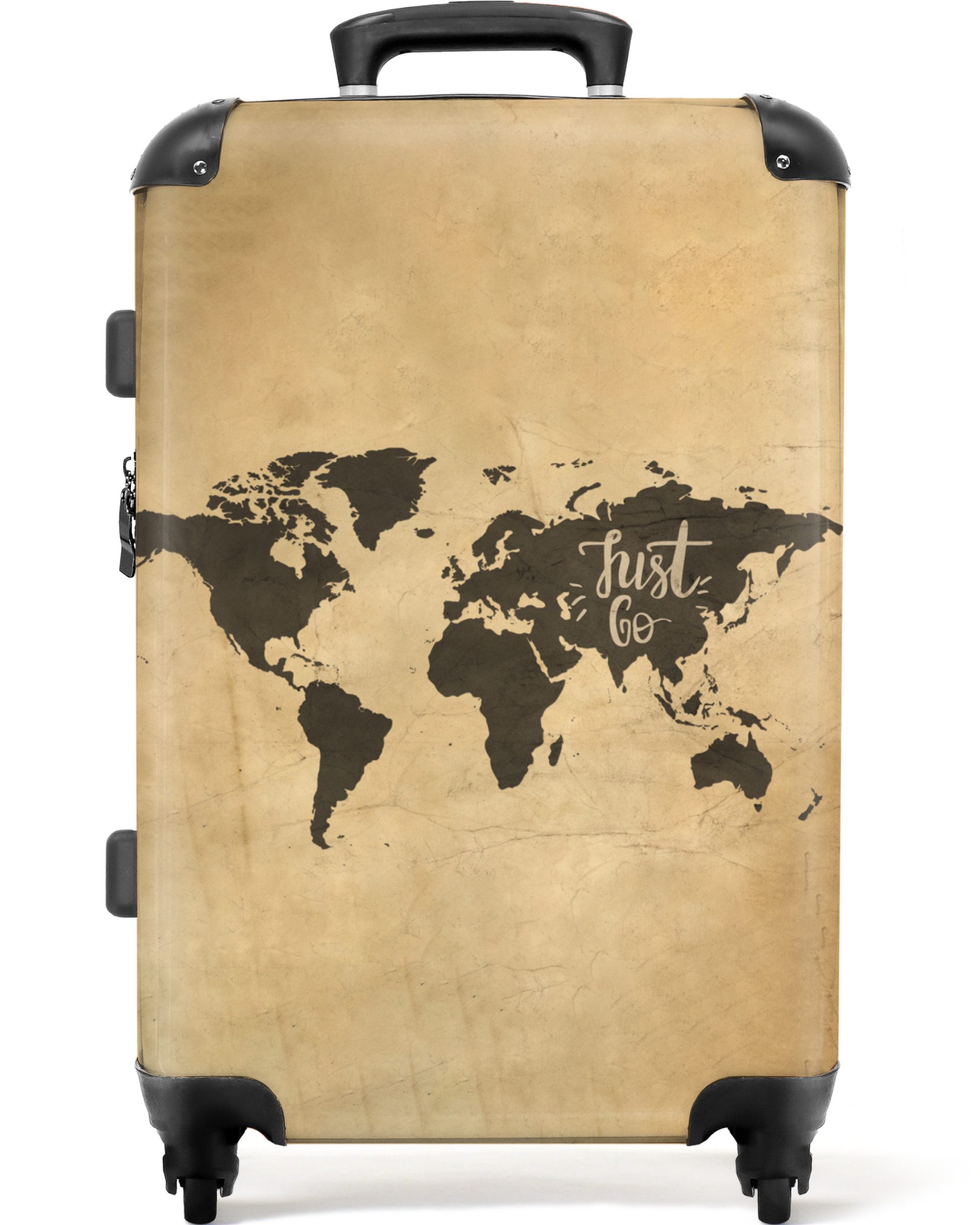 NoBoringSuitcases.com© Hartschalen-Trolley Weltkarte - Vintage - günstig online kaufen