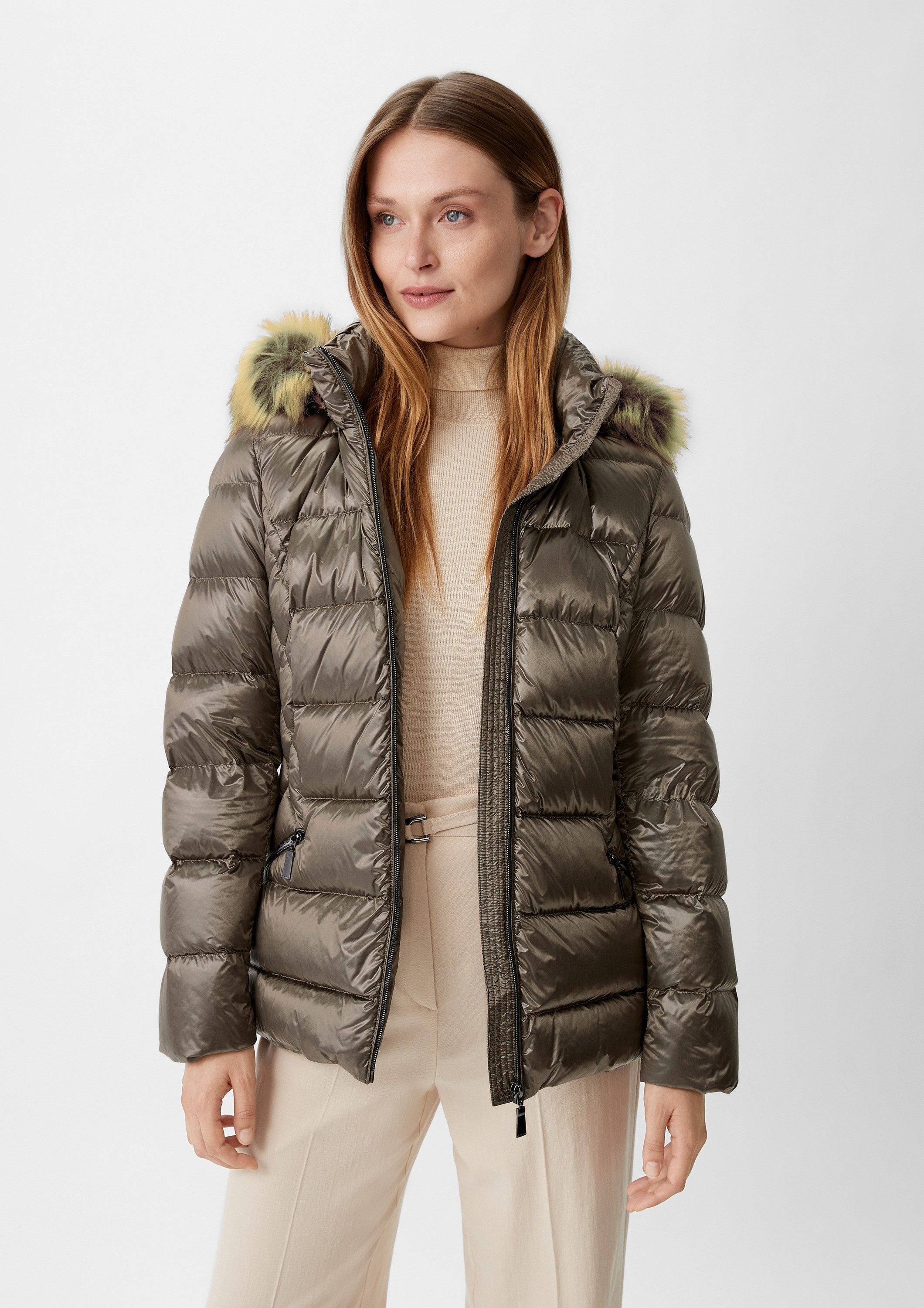 comma Winterjacke Outdoor-Jacke Steppjacke mit abnehmbarem Kunstfell