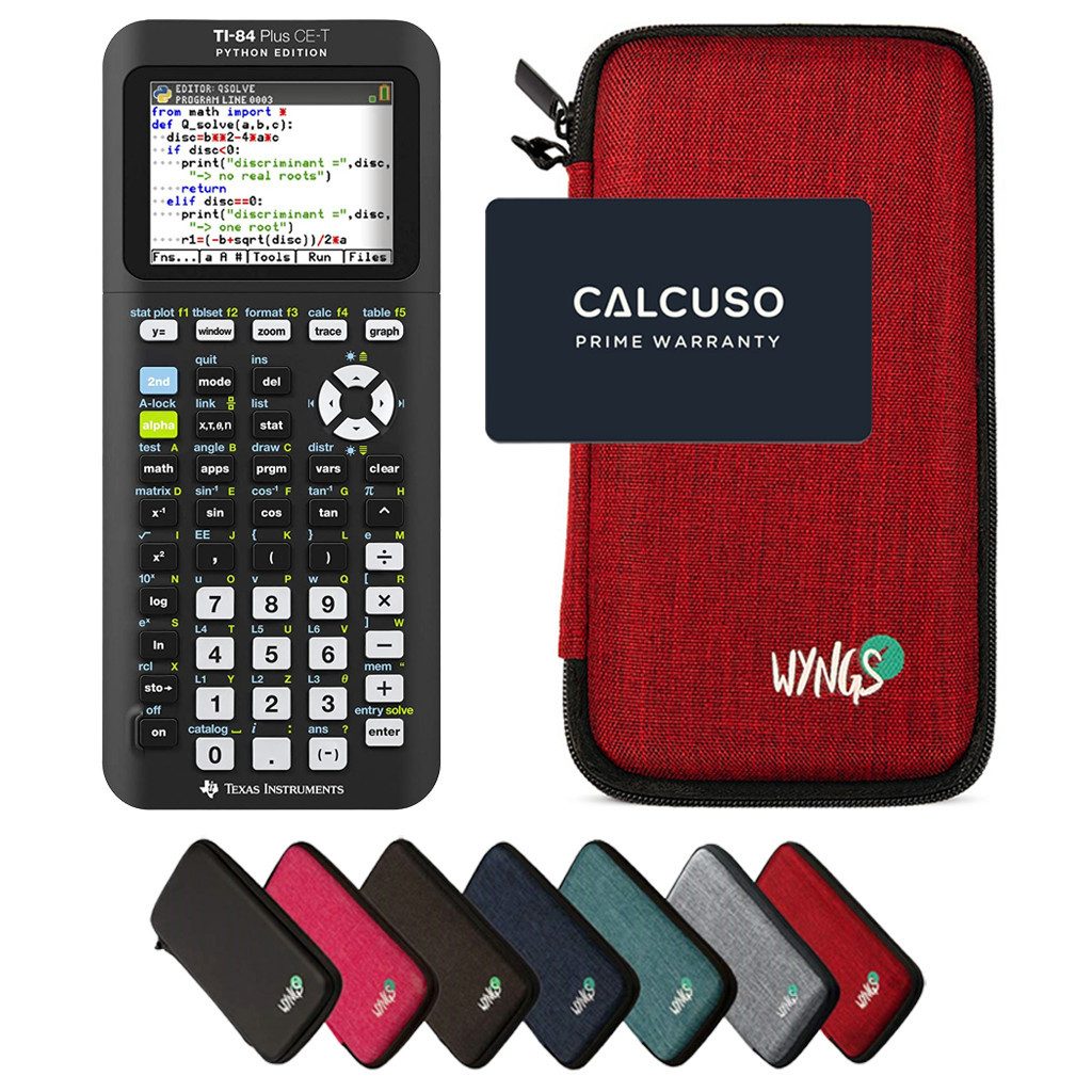 Texas Instruments Taschenrechner TI-84 Plus CE-T Python Edition inkl. WYNGS Schutztasche Rot