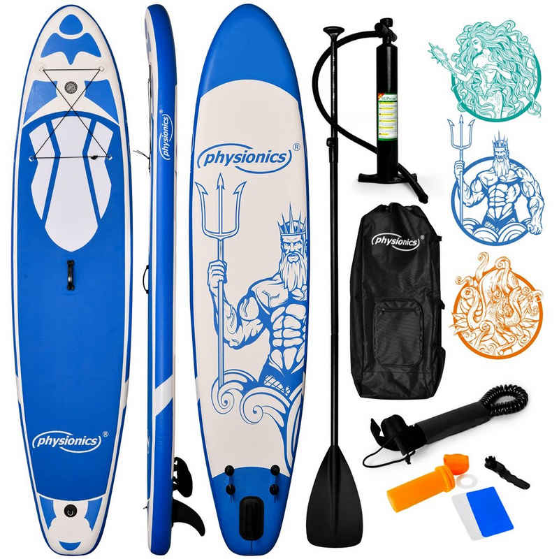 Physionics SUP-Board Stand Up Paddle Board - 305/320/366cm, mit Paddel und Pumpe, Farbwahl
