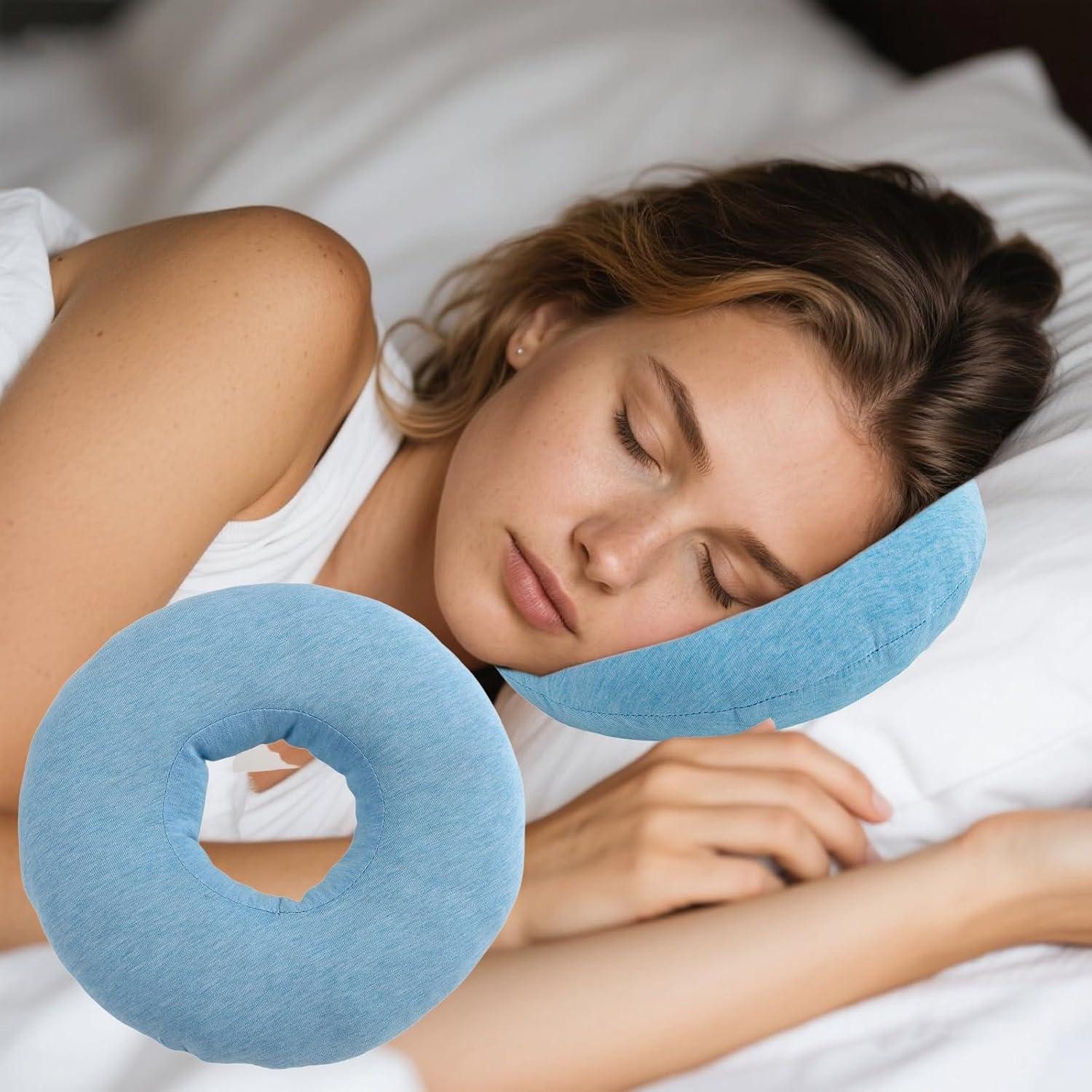 LuxusKollektion Kochbesteckhalter Ohrkissen Piercing Donut Loch Seitenschläfer Ohrenschmerzen Sky Blue