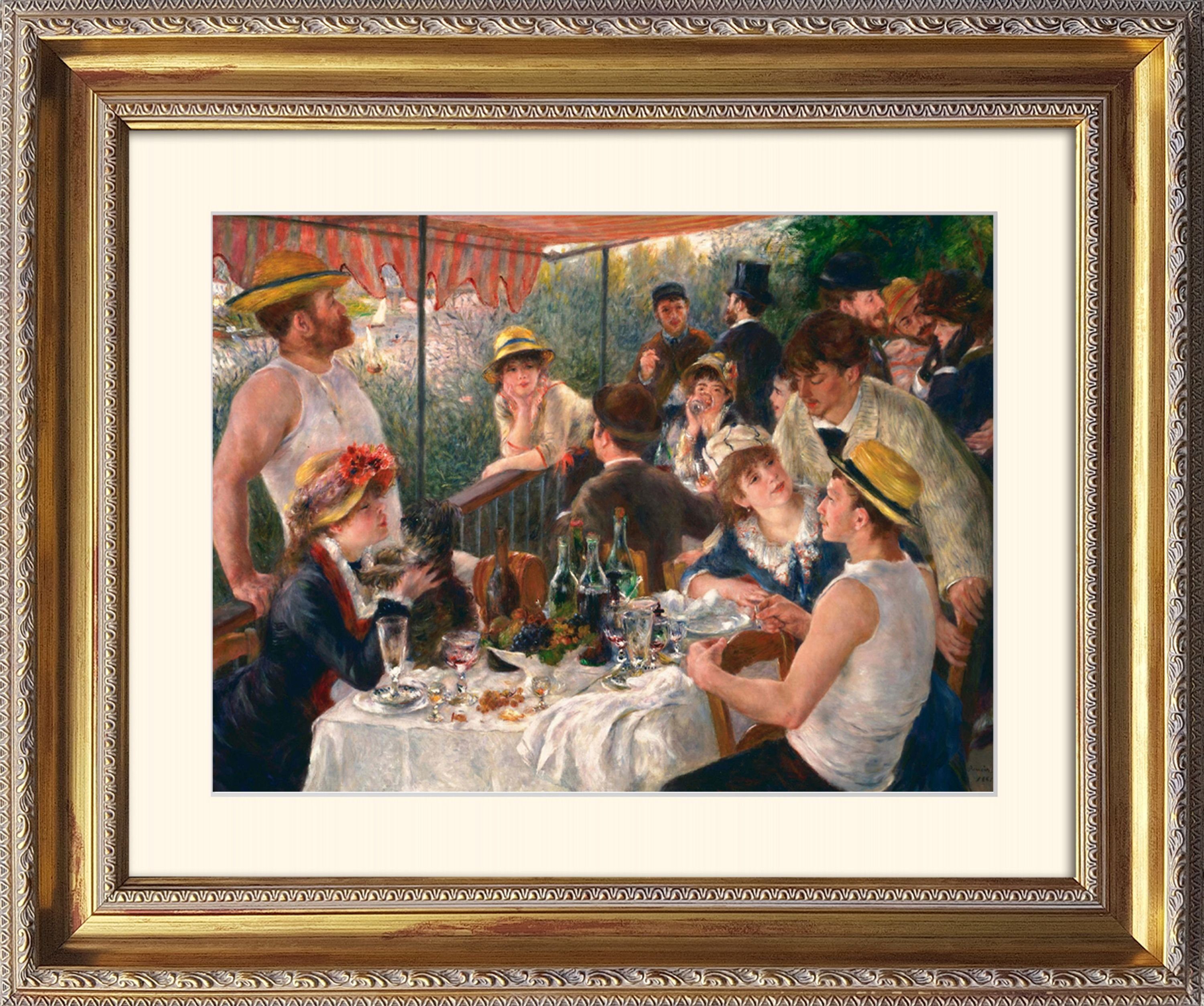 Frühstück Party Bild August mit of Poster artissimo Ruderer : Bild / on Lunche Barock-Rahmen the / der Wandbild, Rahmen erahmt Renoir / Das mit Renoir 63x53cm Boating