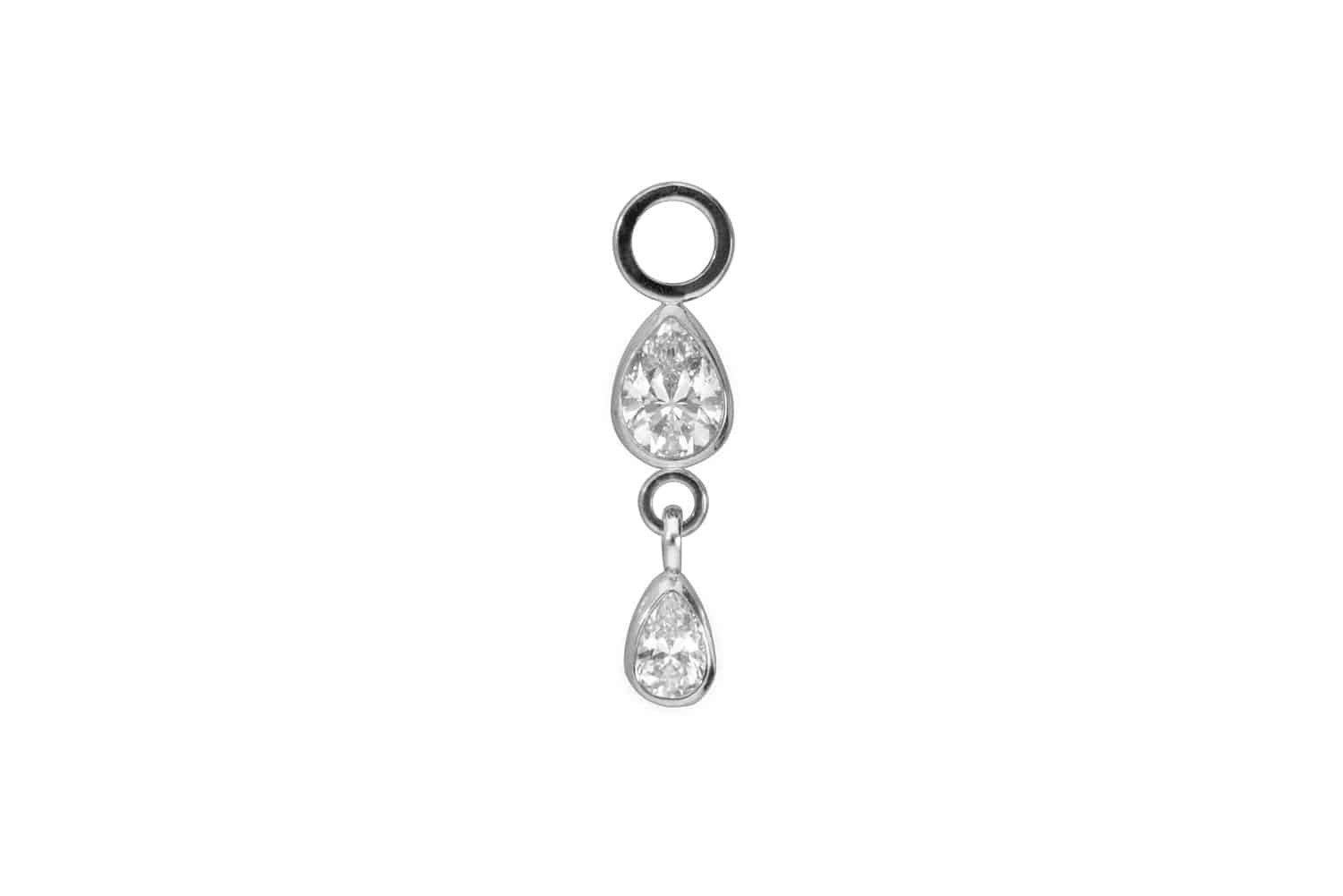 Piercing-Set Titan Anhänger für Clicker 2 KRISTALLTROPFEN