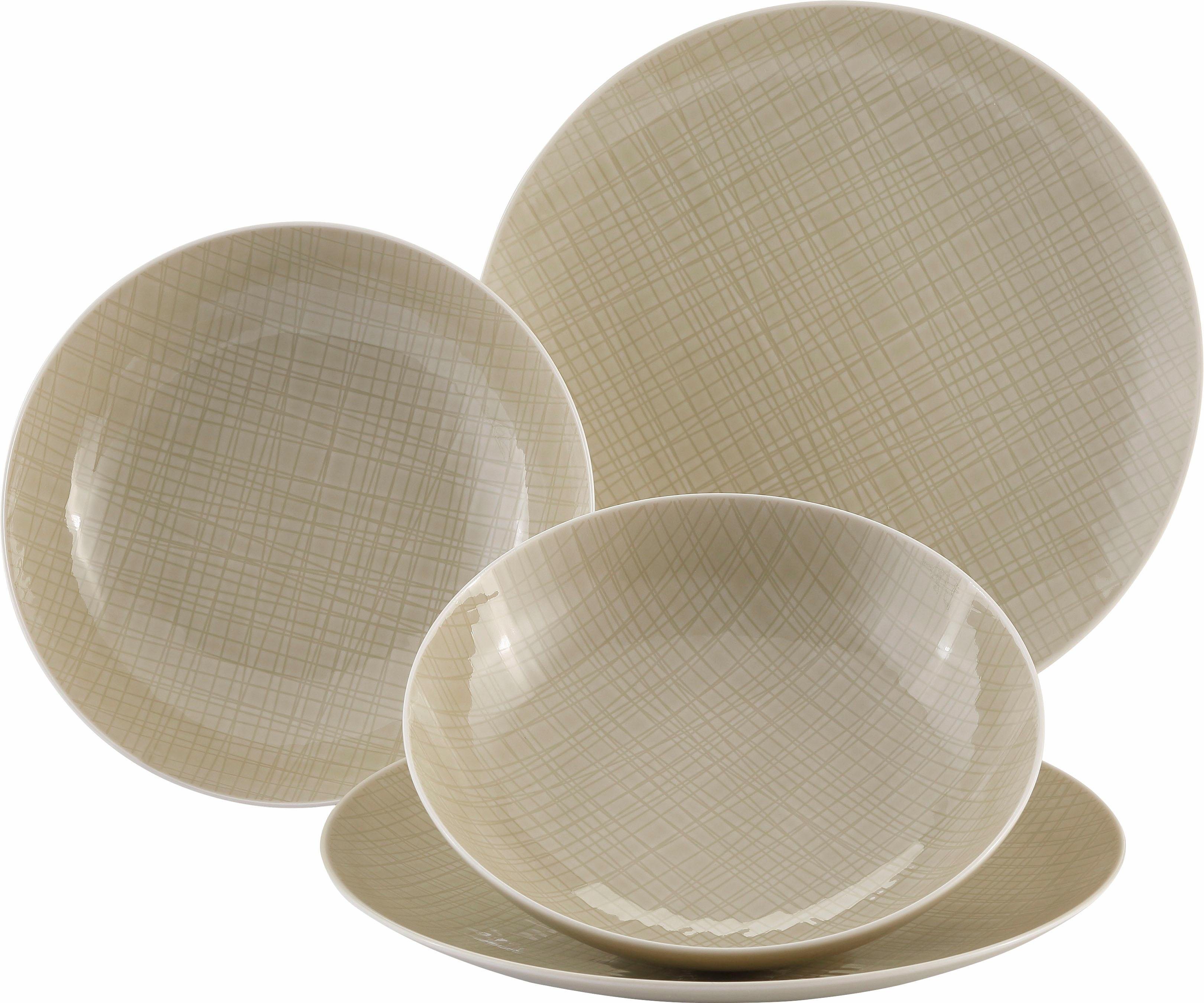 Tafelservice »Mix« (4-tlg), Porzellan, Gitterrelief, Made in Germany Tafelservice »Mix« (4-tlg), Porzellan, Gitterrelief, Made in Germany