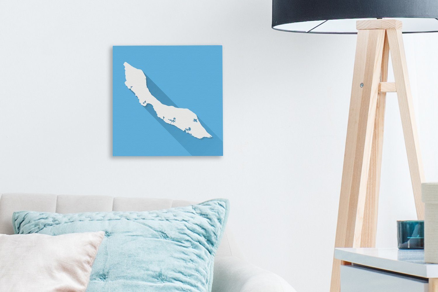Wohnzimmer OneMillionCanvasses® Bilder für von Illustration Leinwand Eine Schlafzimmer St), Hintergrund, Leinwandbild Curacao (1 auf blauem
