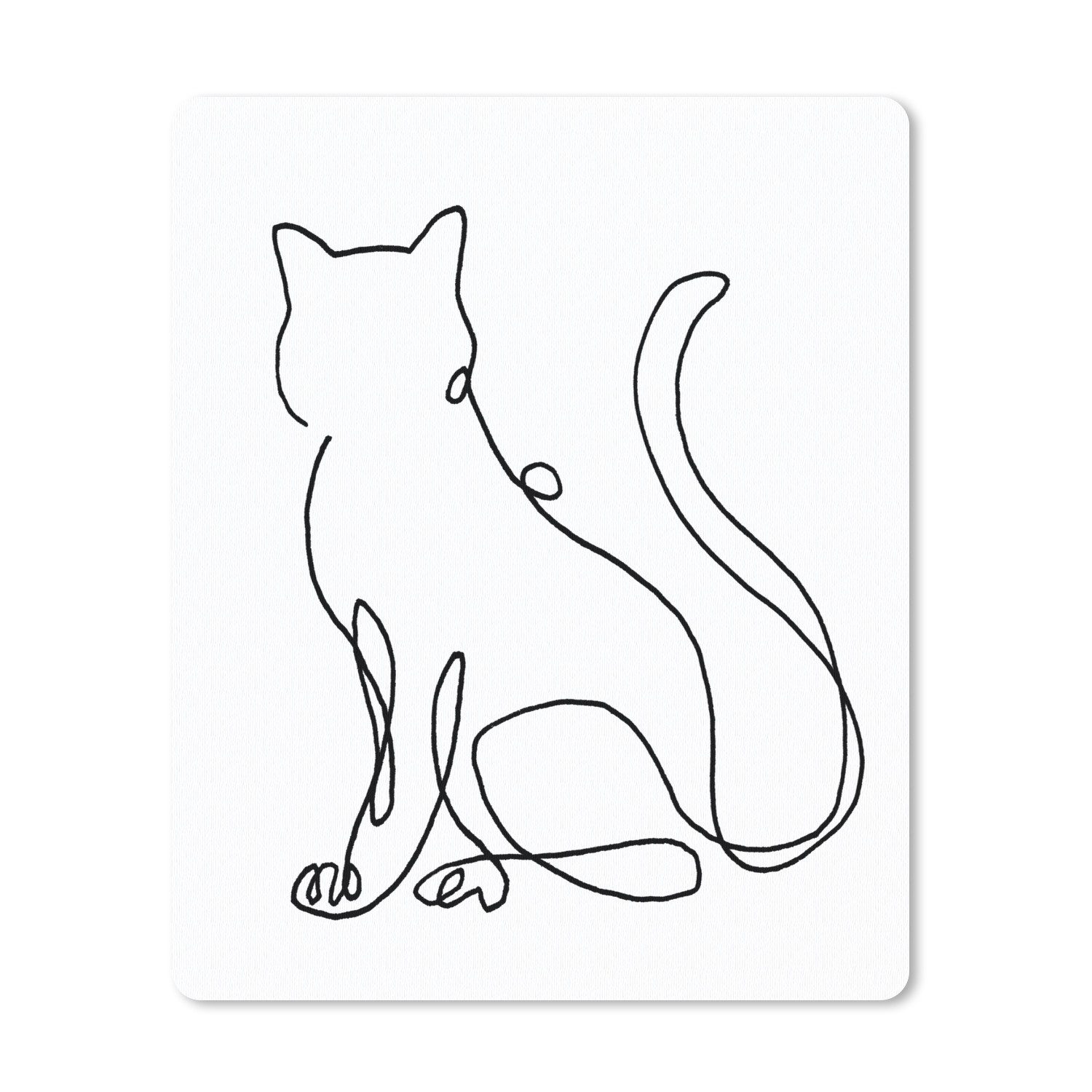 MuchoWow Mauspad Einzeilige Illustration einer Katze (1-St), Büro für Tastatur und Maus, Mousepad Gaming, Desk Mat, 30x40 cm