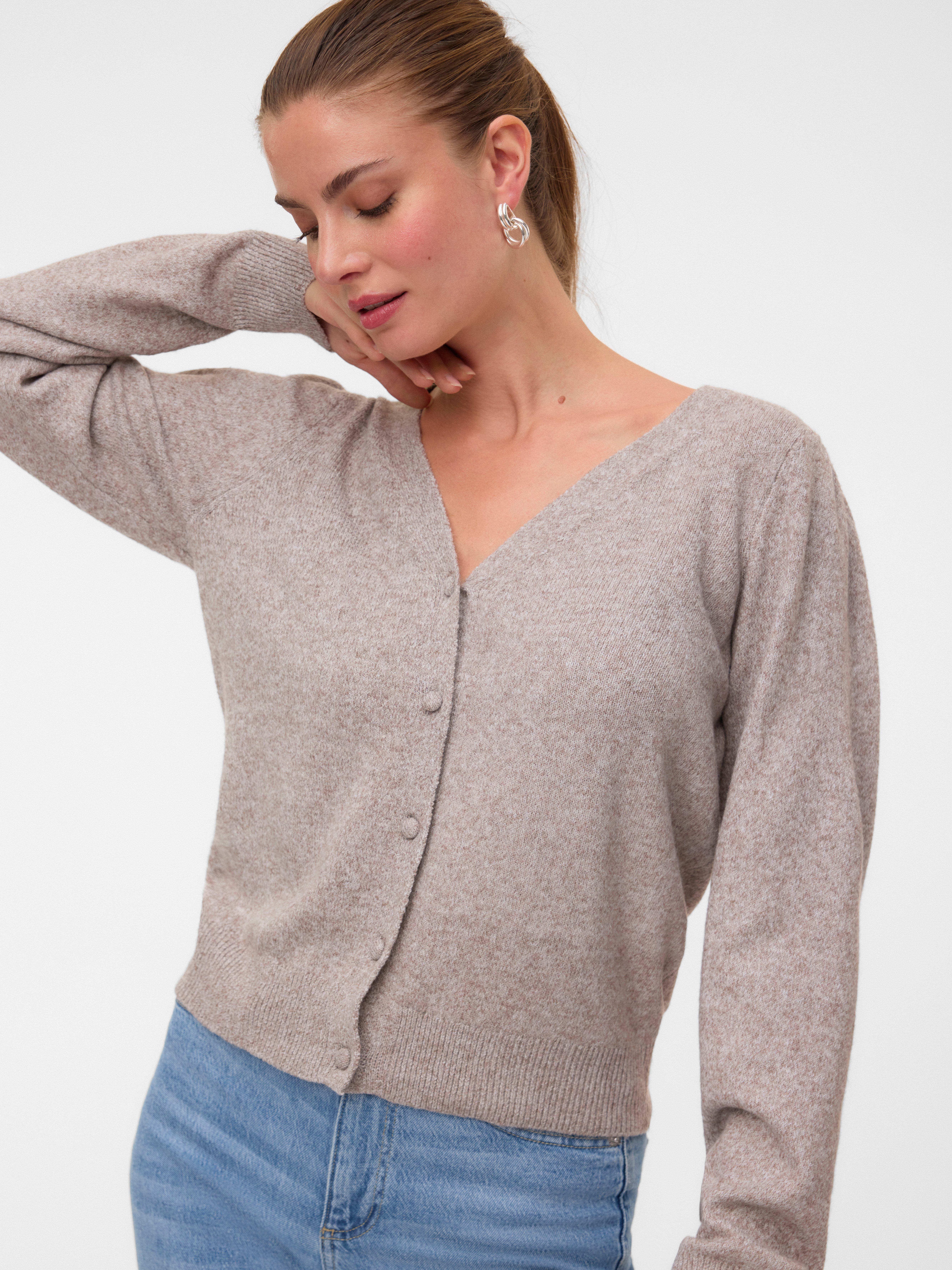 Vero Moda Strickjacke VMDOFFY LS V-NECK CARDIGAN NOOS Materialmix