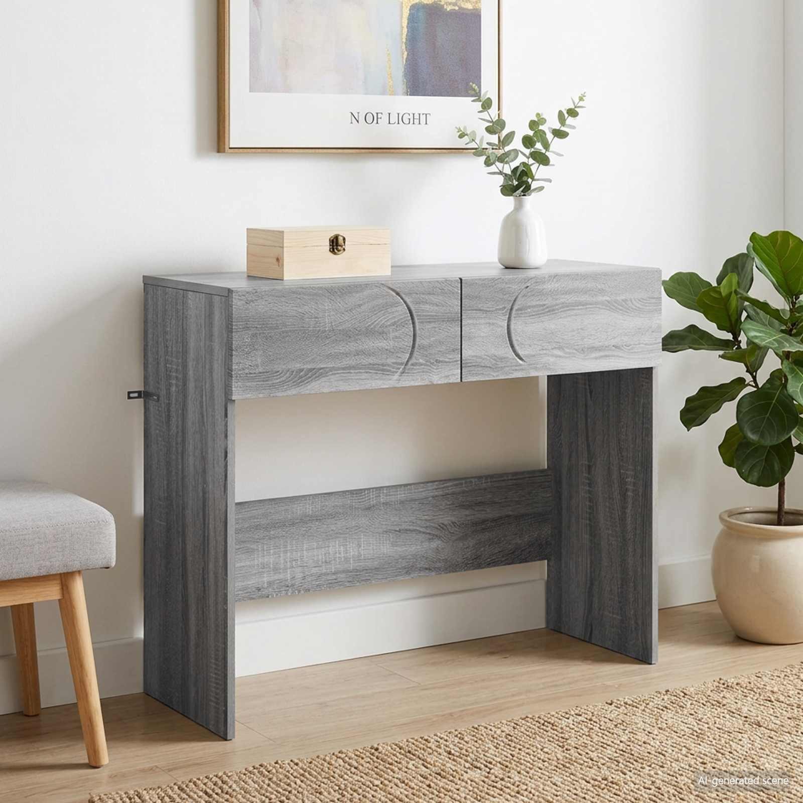 vidaXL Konsolentisch Konsolentisch Sonoma-Grau 96,5 x 38 x 75 cm Holzwerkstoff (1-St)