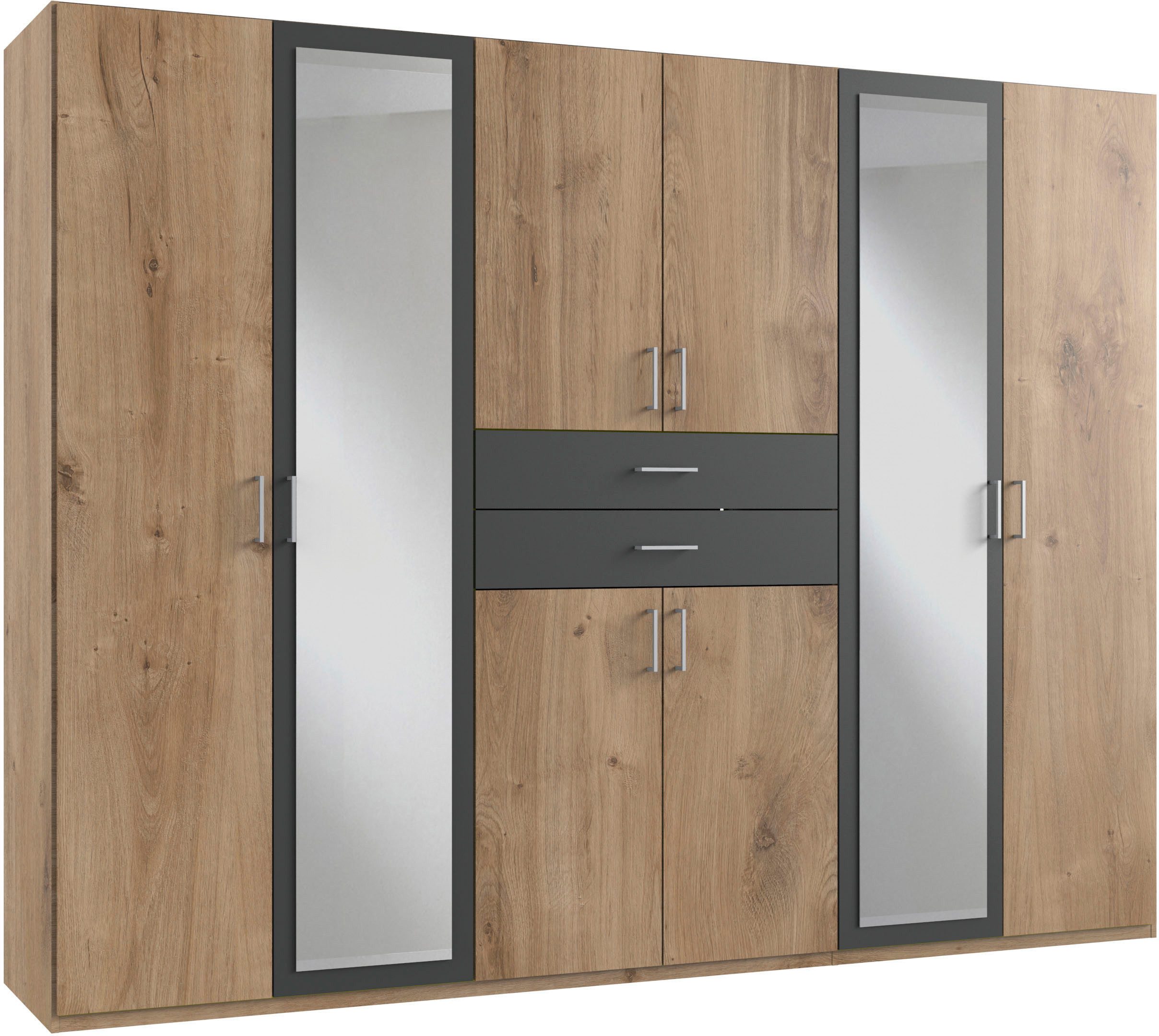 Wimex Kleiderschrank Diver Drehtürenschrank mit Spiegel, 180, 225 o. 270cm breit Bestseller Schlafzimmerschrank wahlweise 3 Innenausstattungen