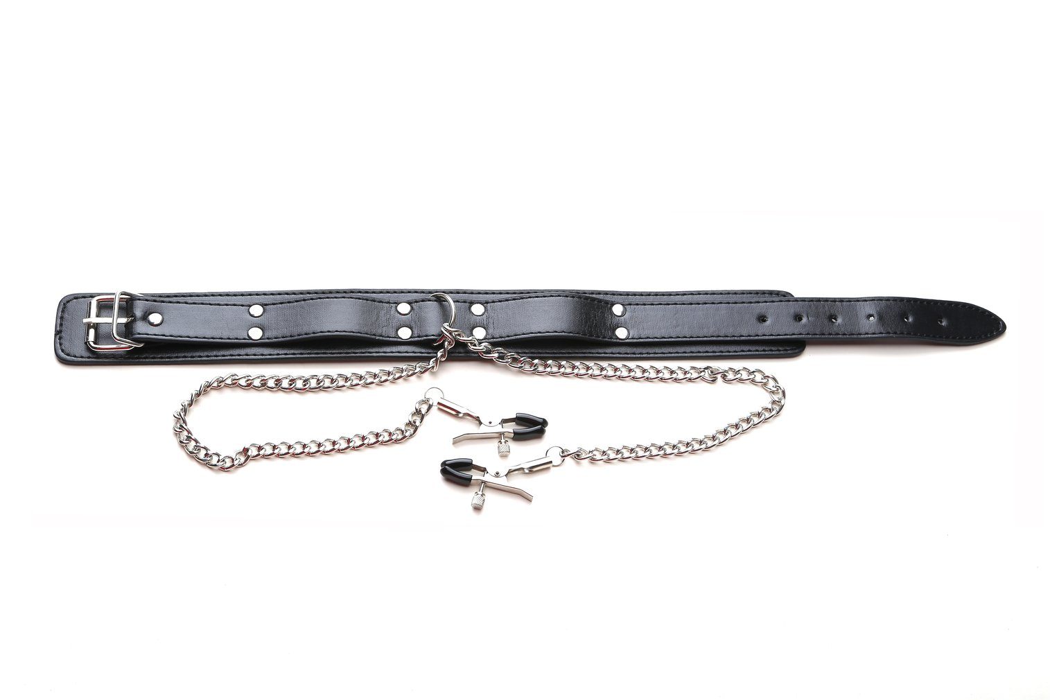 Halsband PVC 1-tlg. Schwarz, Packung, Nippleklemmen Ketten Erotik-Halsband mit