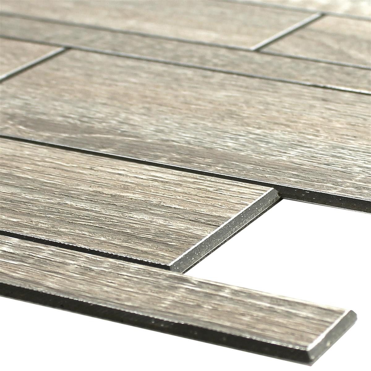Mosafil Mosaikfliesen Holzoptik Mosaikfliesen Richland Selbstklebend, Metall-Aluminium 30.000x30.000, grau