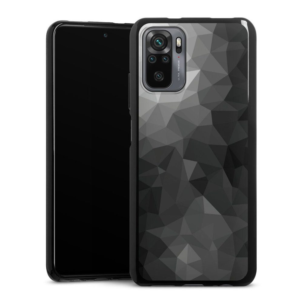 DeinDesign Handyhülle Mosaik Muster Tarnmuster Polygonal Mosaic Schwarz/Weiß, Xiaomi Redmi Note 10 4G Silikon Hülle Bumper Case Handy Schutzhülle