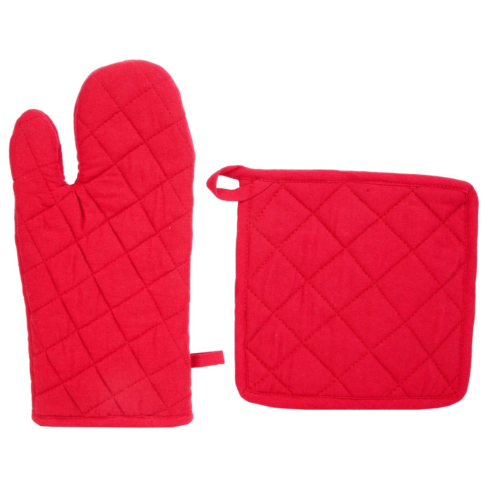 Atmosphera Créateur d'intérieur Topfhandschuhe Ofenhandschuh und Topflappen, 2-teiliges Set, rot, (Küchen-Set). Reduzierter Preis € 19,99. Unverbindliche Preisempfehlung € 25,99