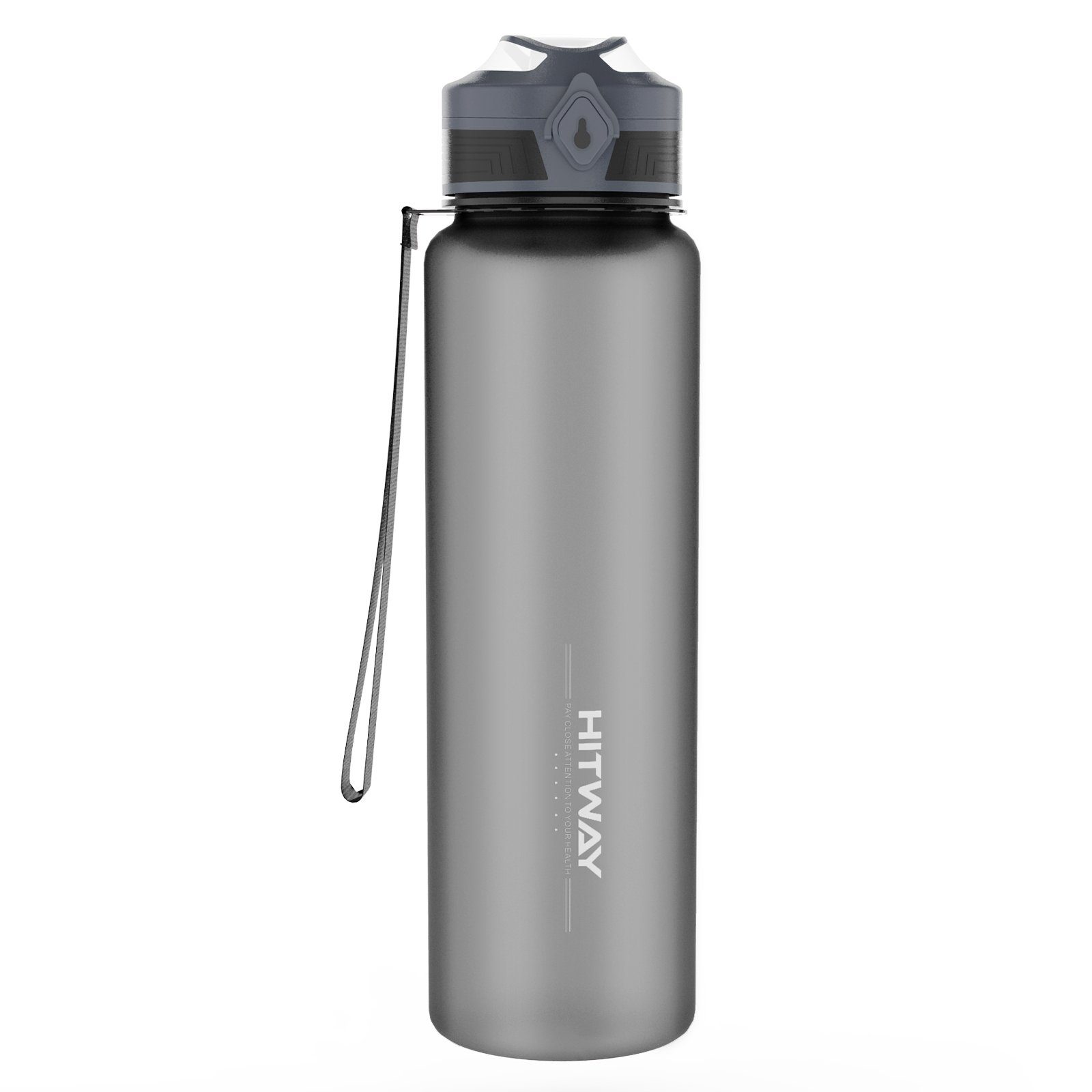 HITWAY Trinkflasche HITWAY Trinkflasche 1l - BPA-Frei - Wasserflasche Auslaufsicher grau