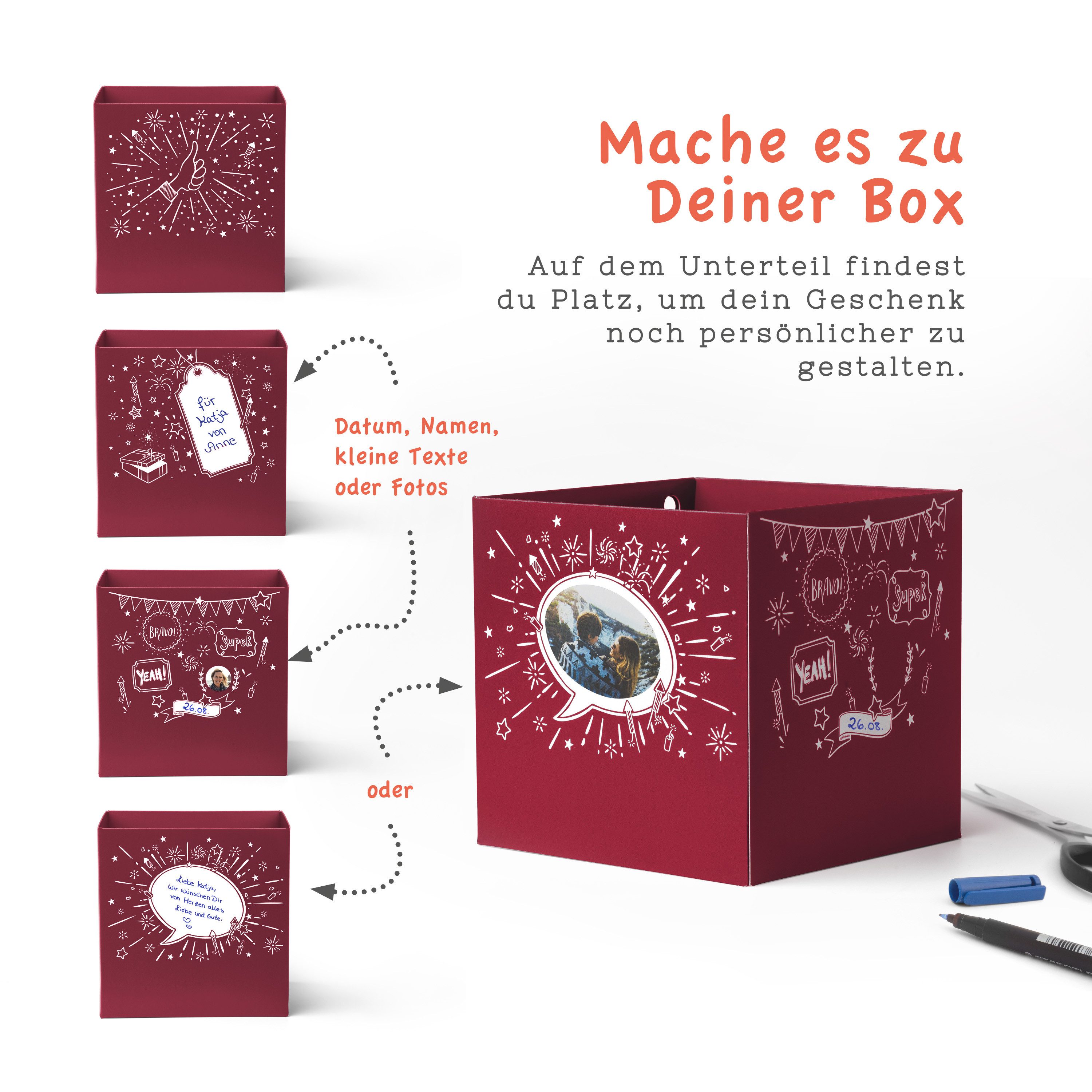 SURPRISA Geschenkbox Rätsel-Geschenkbox Happy Birthday mit Glitzer, originelle Geburtstagsbox mit Zahlenschloss zum Geburtstag – Bild 4 von 5