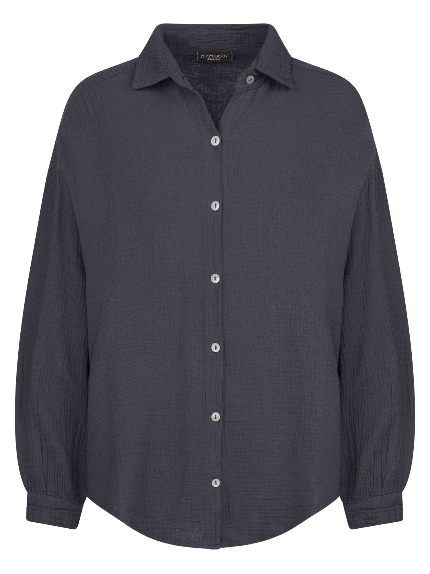 SASSYCLASSY Longbluse Oversize Musselin Bluse Damen kurz Langarm Elegant He günstig online kaufen