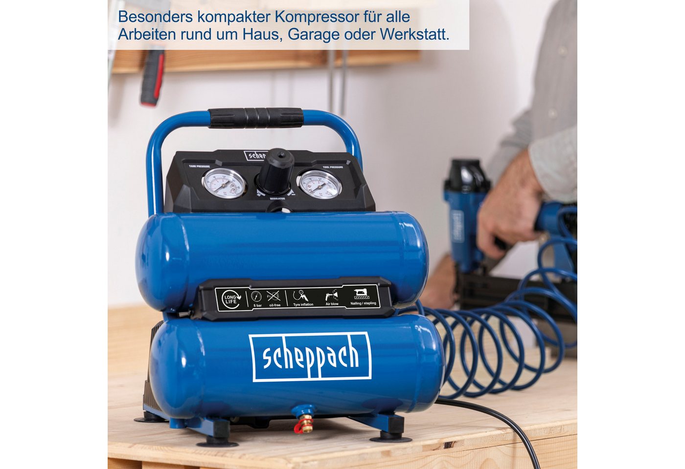 Thumbnail - Scheppach Kompressor »HC10-Twin«, max. 8 bar, 7,5 l