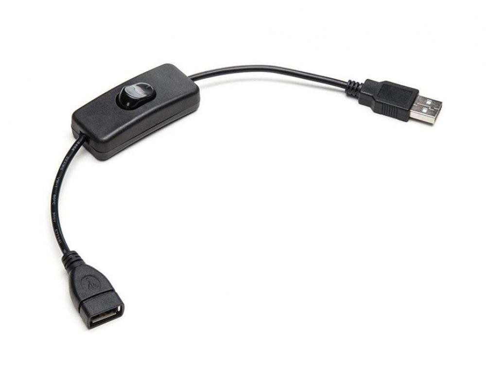 USB 2.0 DC-Kabel mit Schalter, A Stecker - A Buchse, 0,25m schwarz USB-Kabel