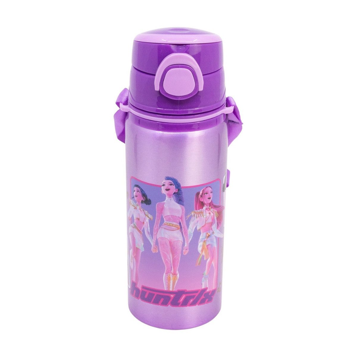 K-Pop Demon Hunters Trinkflasche Pop Up Aluminium Kinderflasche 730 ml mit Tragegurt
