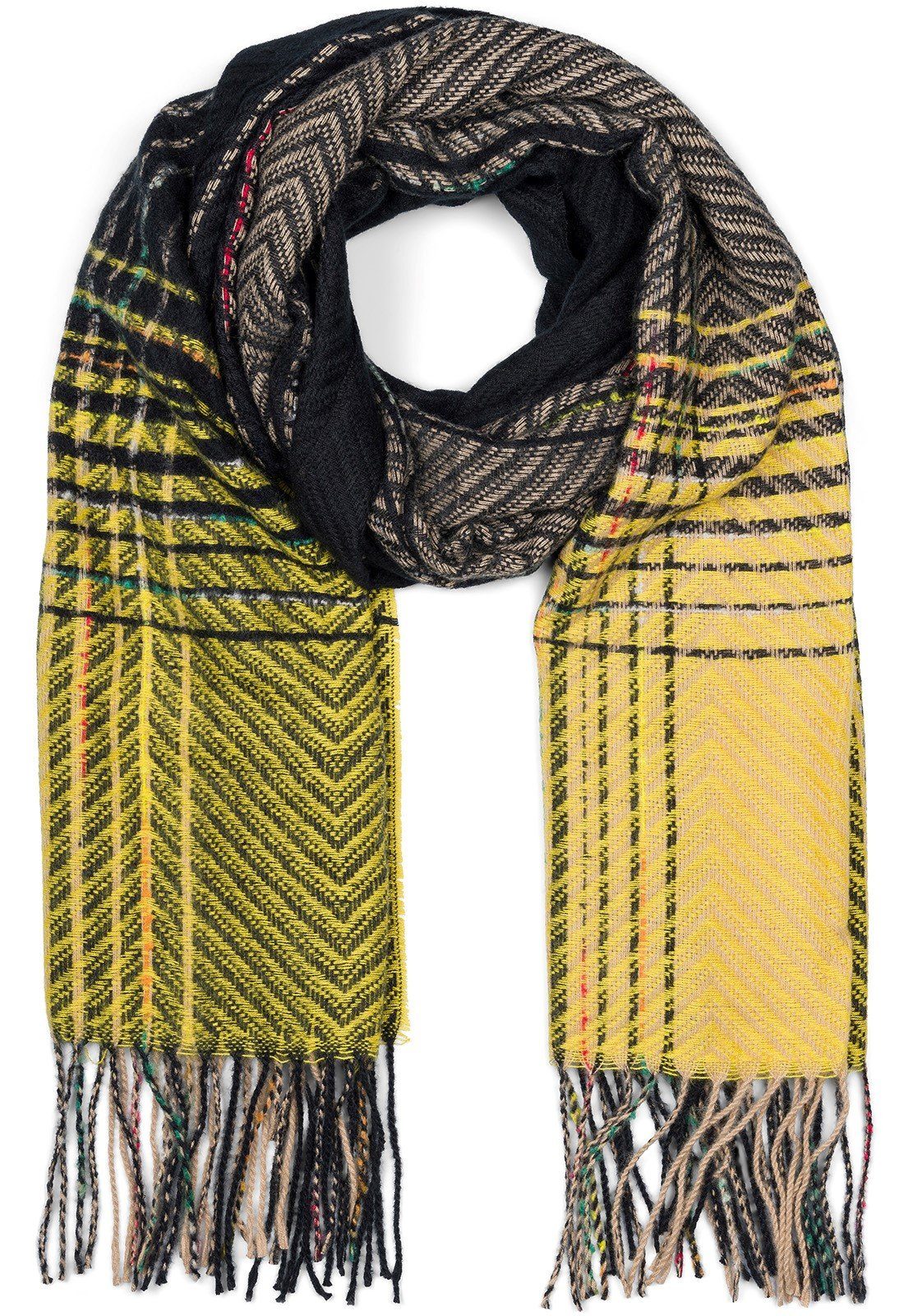 styleBREAKER Strickschal Feinstrick Schal Zick-Zack gestreift, (1-St)
