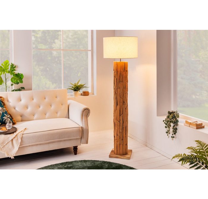 riess-ambiente Stehlampe ROOTS 160cm beige / natur Ein-/Ausschalter ohne Leuchtmittel Wohnzimmer · Massivholz · Leinen · Handarbeit · Maritim