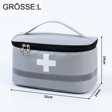 Juoungle Erste-Hilfe-Koffer Medikamententasche Notfalltasche Leer Erste Hilfe Tasche, Grau, (Set, 1 St), Erste Hilfe