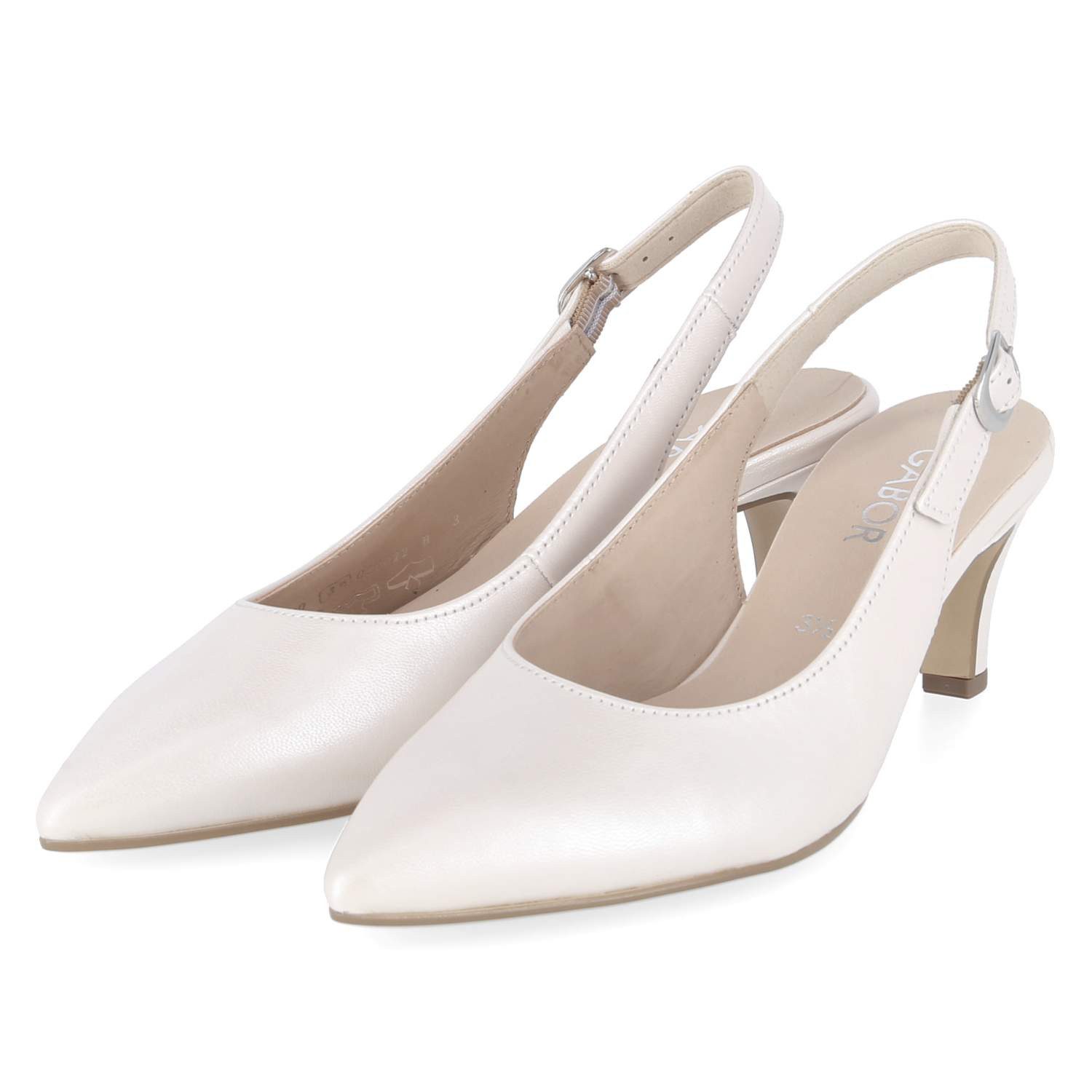Gabor Gabor 81.590.61 Damen Glattleder weiss Slingpumps