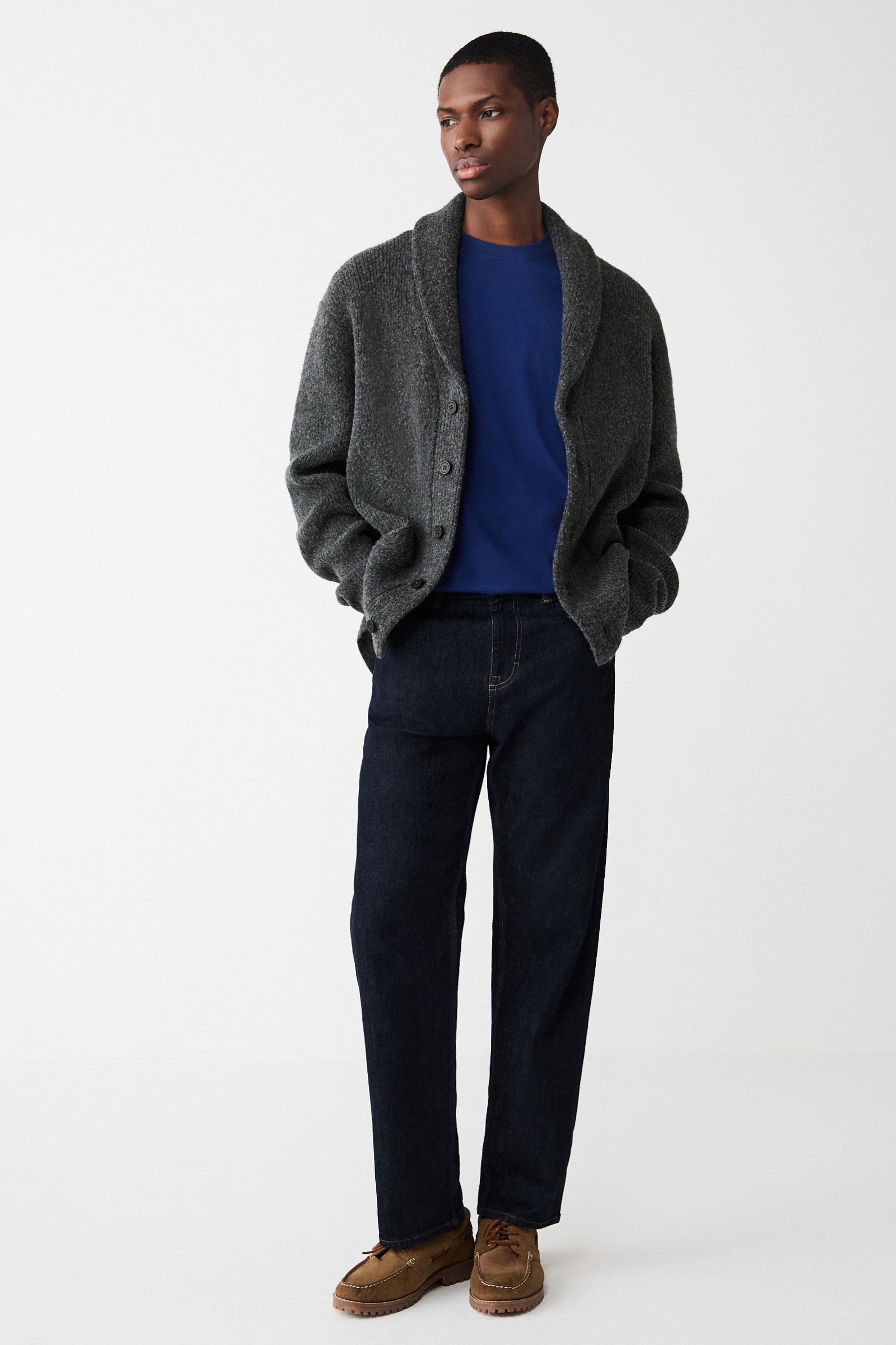 Next Strickjacke Relaxed Fit Strickjacke mit Schalkragen (1-tlg)