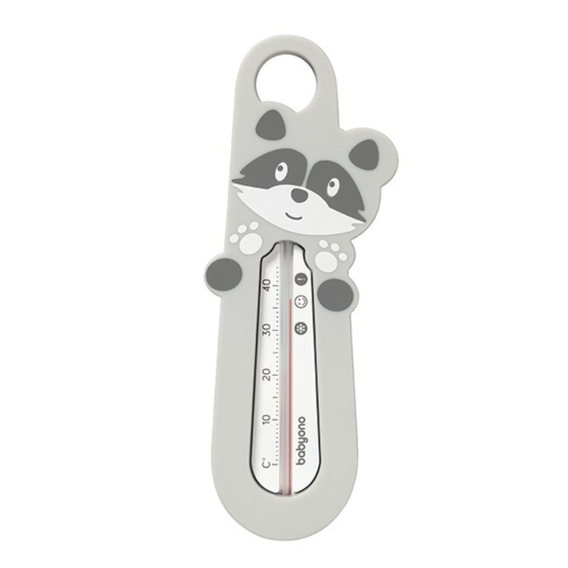 babyono Badethermometer Raum - Badethermometer Tiere - Bär -Koala-Waschbär -Schwimmende Badethermometer, Sicher für Kind/Baby, schiwmmt, in pastel Farben grau