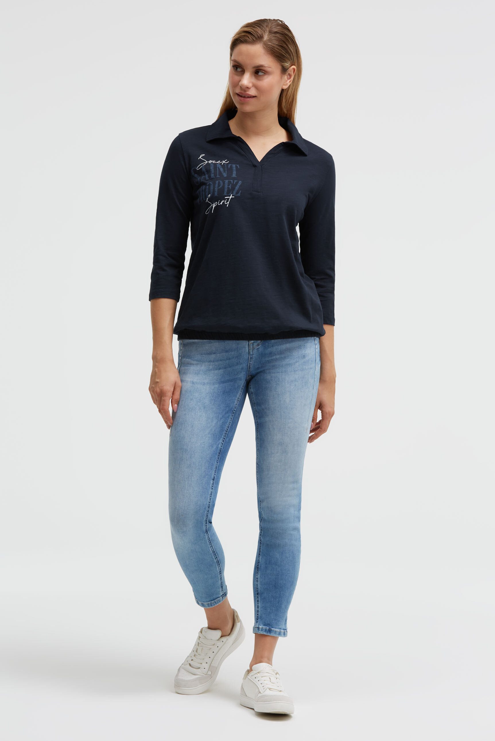 SOCCX Poloshirt mit Gummizug im Saum