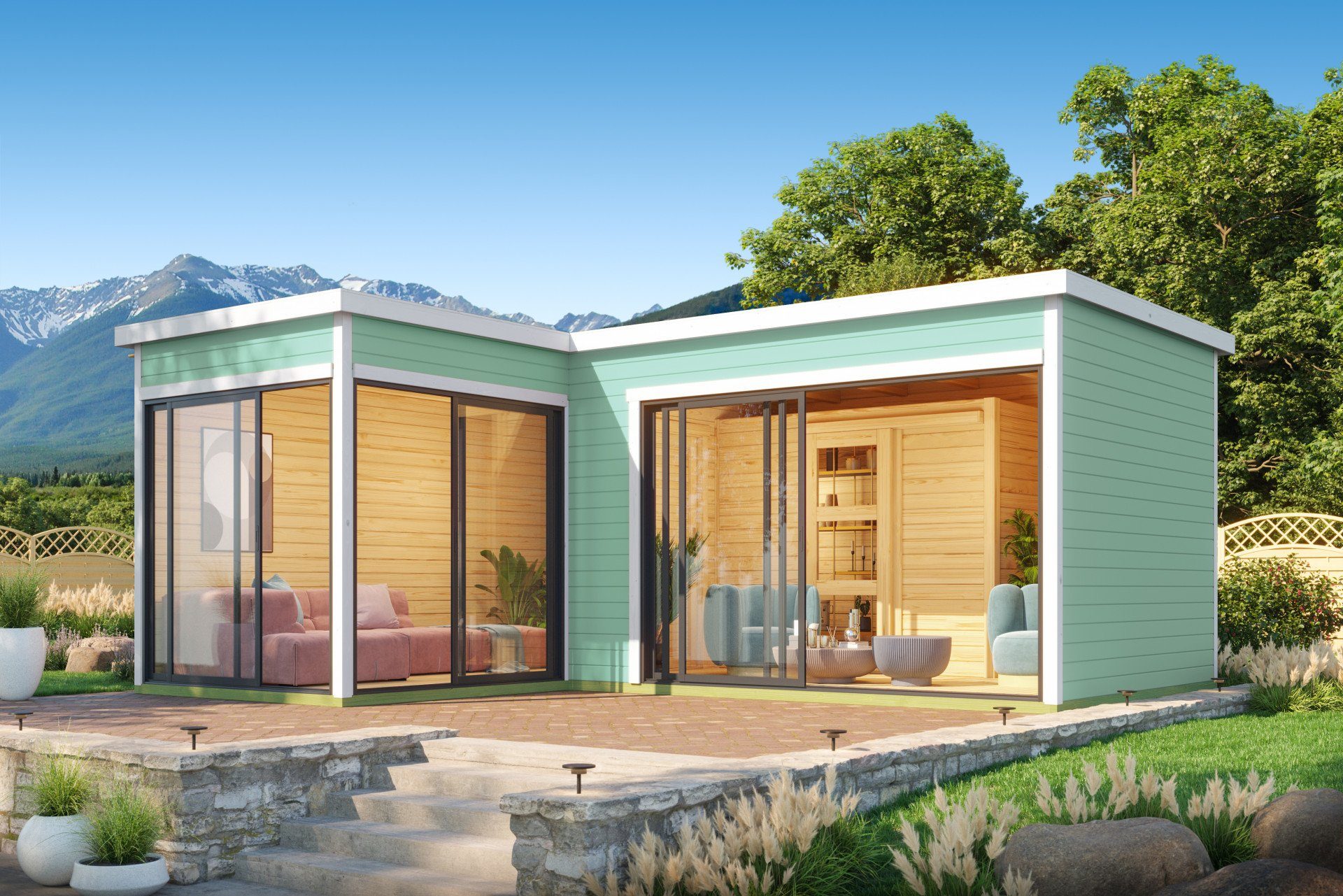 LASITA MAJA Gartenhaus Flachdach 6x5m Holz Domeo 11, BxT: 500x600 cm, mit Premium Dachbahn selbstklebend