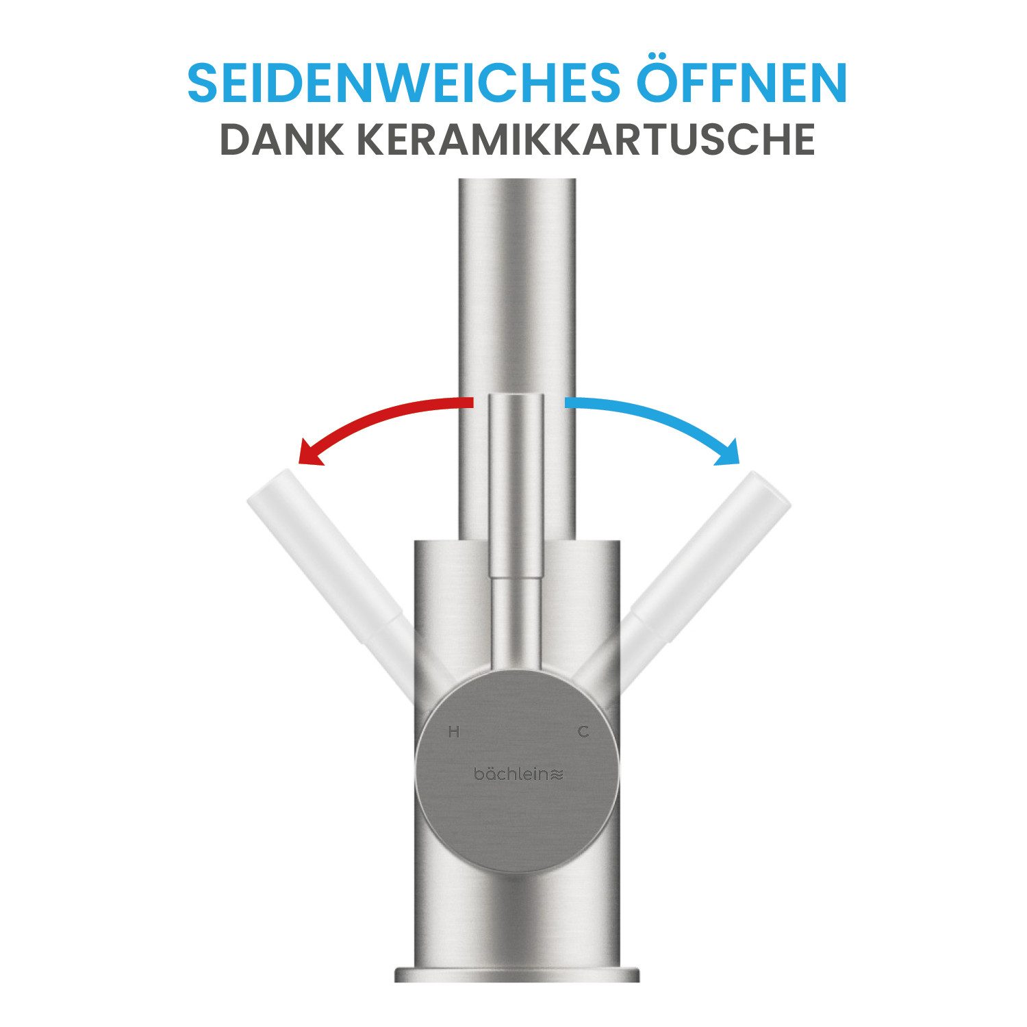 Bächlein Spültischarmatur Elegante Küchenarmatur Varvaro (Edelstahl gebürstet) hochwertige Designarmatur mit ausziehbarer Wasserbrause
