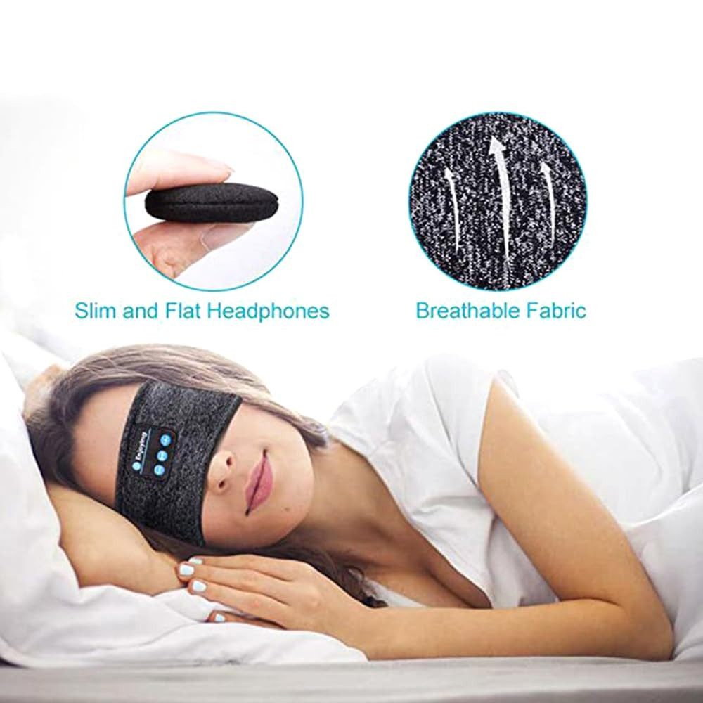 Stelby Bluetooth Schlafmaske mit Kopfhörern – Schlafband mit Musik Blau Bluetooth-Kopfhörer (Nein, Bluetooth, Bluetooth-Schlafkopfhörer-Stirnband, weich, waschbar, bequem)