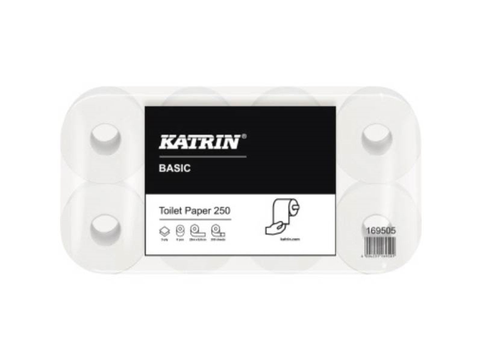 KATRIN Toilettenpapier 64er Pack Katrin Toilettenpapier Basic 169505 250Blatt 2lagig weiß 8