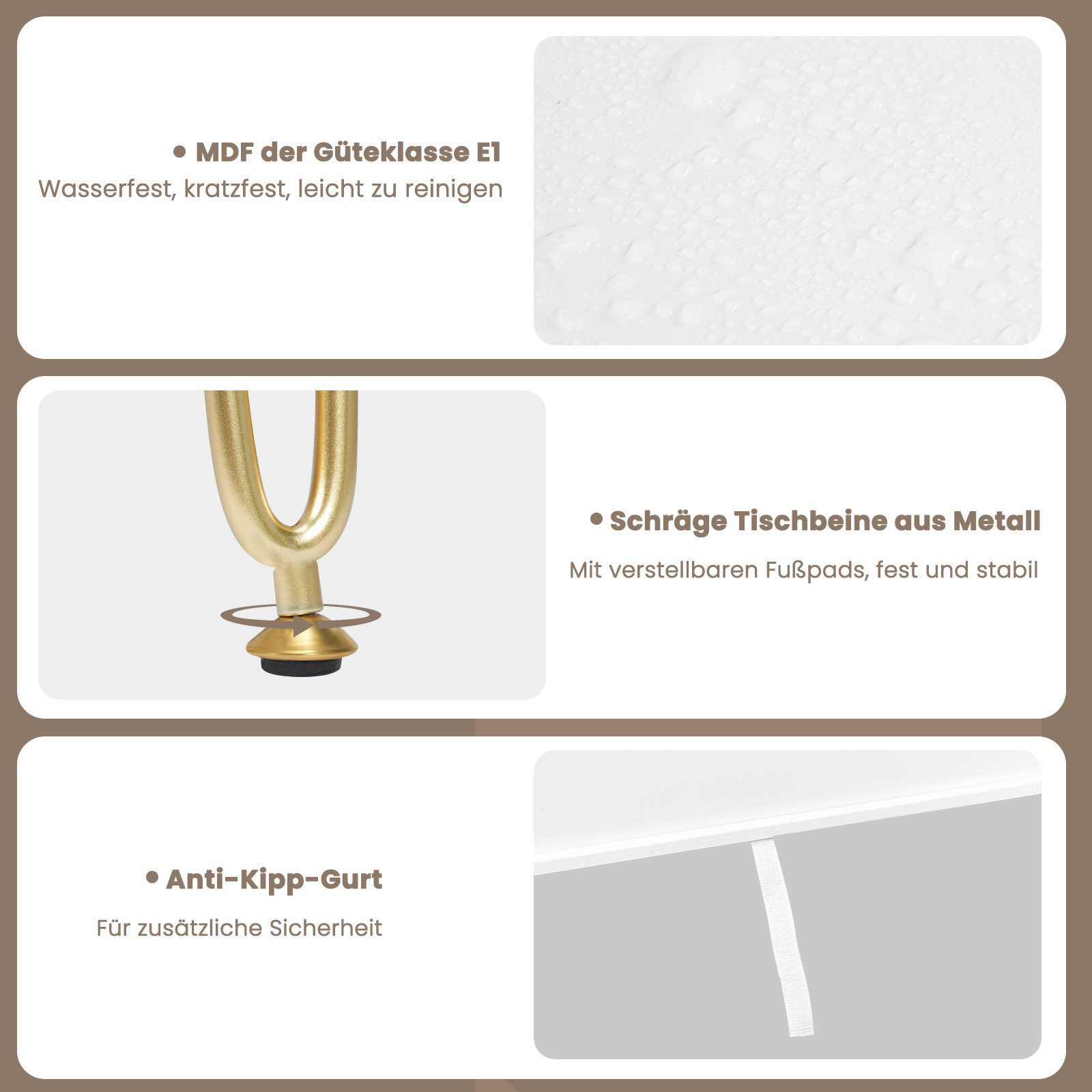 EUGAD Schminktisch (1-St), mit LED-Beleuchtung, einstellbare Helligkeit, mit 2 Schubladen