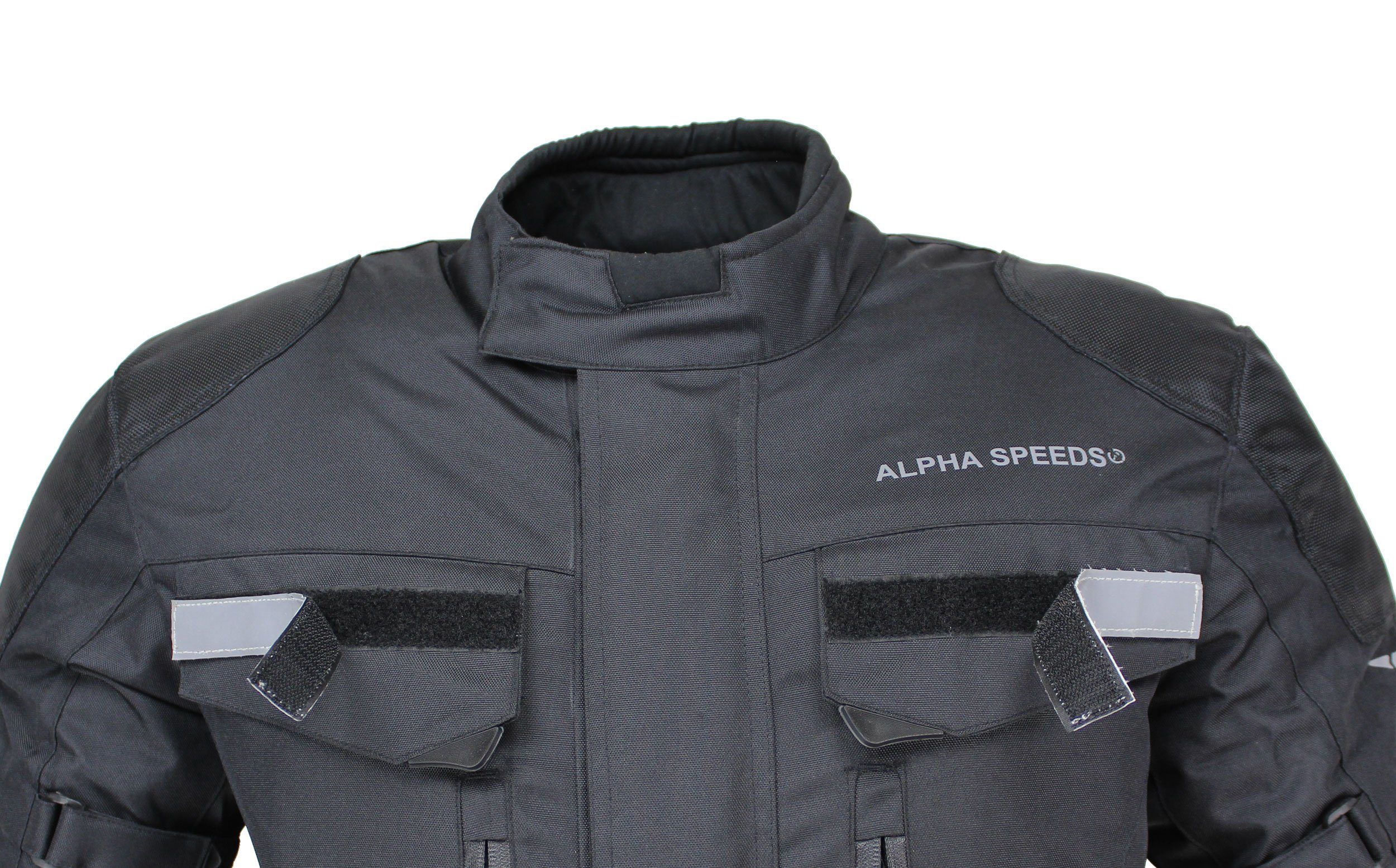 Alpha Speeds Motorradjacke Herren Motorrad Textiljacke Biker Wasserdicht Jacke (CUSTOM EDITION, inklusive Protektoren, Trennbare Reflektierende Patches) Trennba – Bild 4 von 5