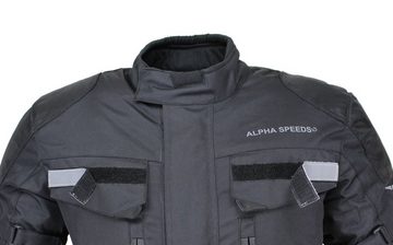 Alpha Speeds Motorradjacke Herren Motorrad Textiljacke Biker Wasserdicht Jacke (CUSTOM EDITION, inklusive Protektoren, Trennbare Reflektierende Patches) Trennbare Steppinnenfutter: All Season, Schwarz