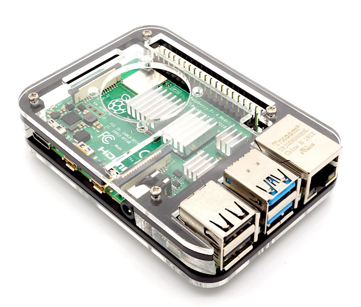 PC-Gehäuse Slim Acryl Gehäuse für Raspberry Pi 4, stackable, transparent/schwarz