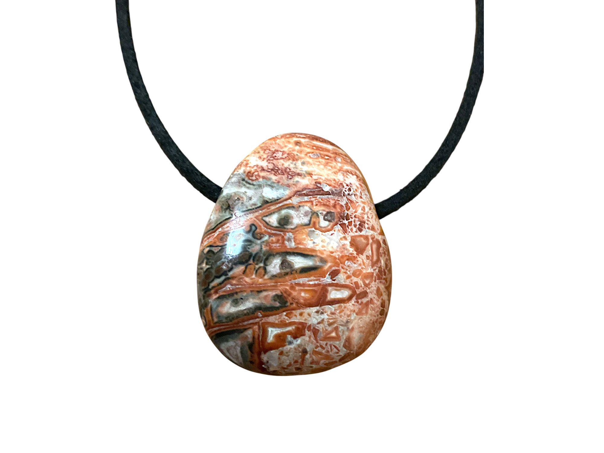 Steinfixx® Amulett Set Edelstein Anhänger aus echtem Leopardenjaspis, Tropfenanhänger (beliebter Edelstein, 1-tlg., Handarbeit, Brasilien), incl. 80 cm Wildlederband, Geschenkverpackung