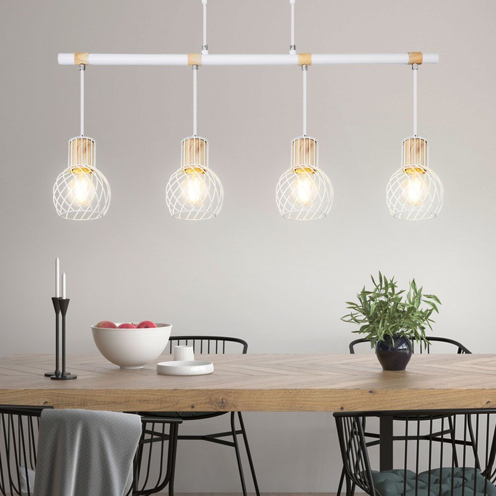 etc-shop LED Holz Wohn Ess Warmweiß, Design Lampe inklusive, Pendelleuchte, Käfig Zimmer Leuchtmittel Retro Pendel Decken