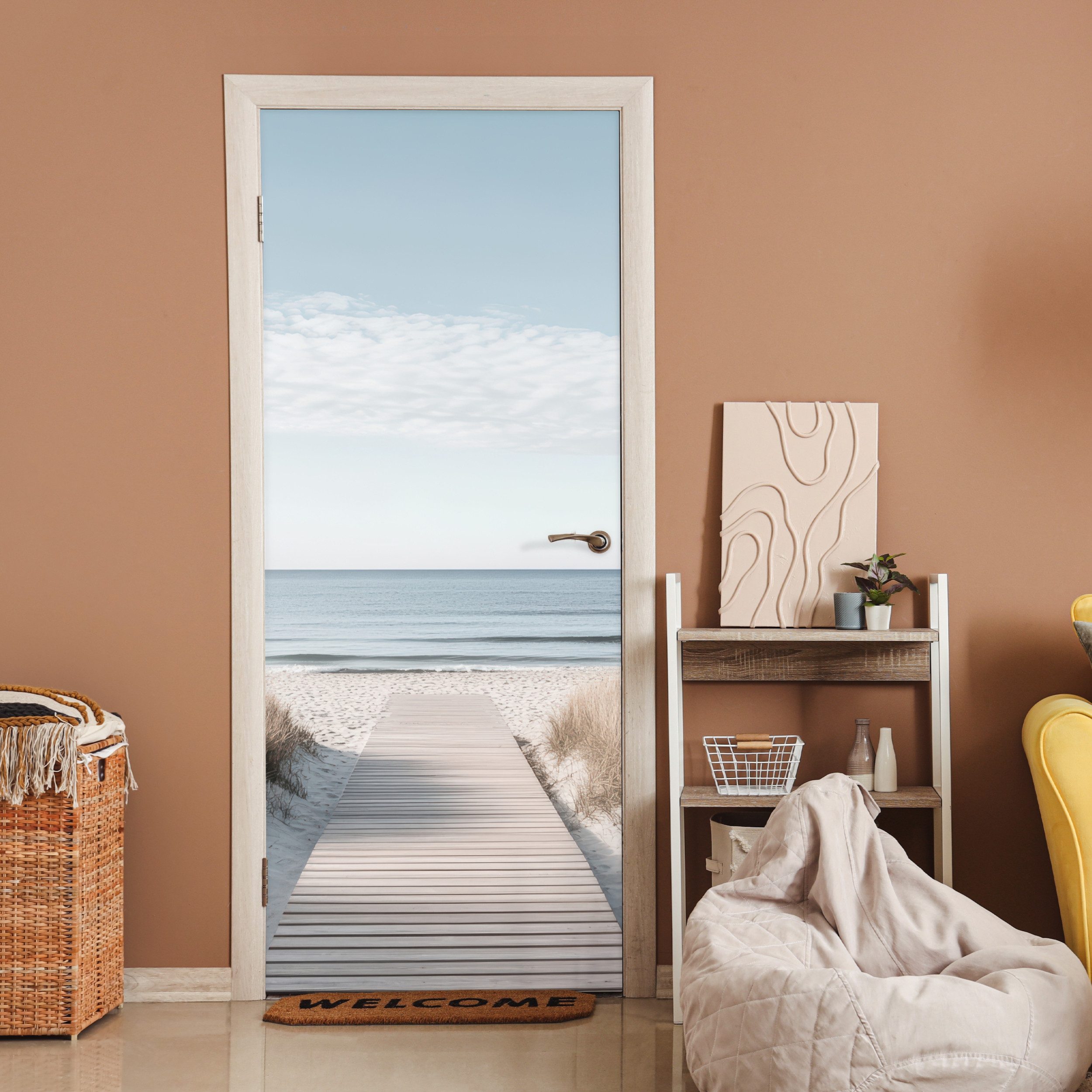 MuchoWow Türtapete Pfad - Strand - Dünen - Natur, Matt, bedruckt, (1 St), S günstig online kaufen