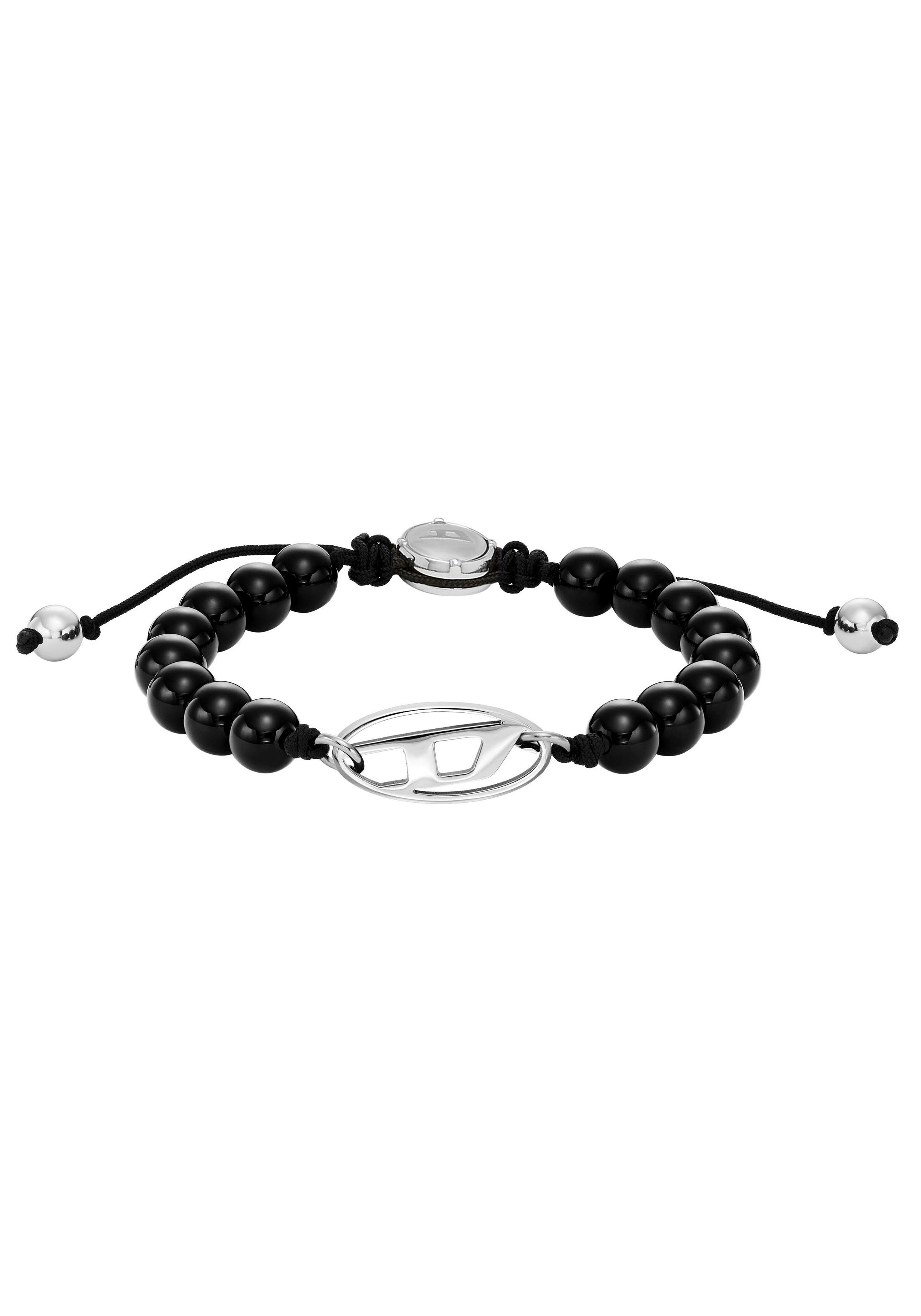 Diesel Armband Schmuck Edelstahl Armschmuck Beadarmband Zugarmband, mit Agatebeads