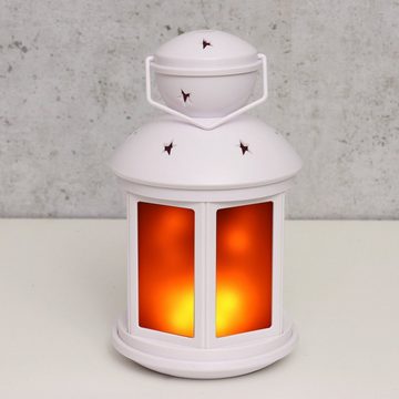 MARELIDA LED Laterne LED Laterne mit Flammeneffekt Dekolaterne flackernd 22cm weiß, LED Classic, amber