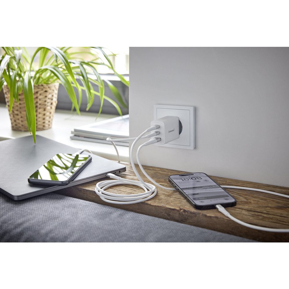 Intenso Intenso W65ACC GaN USB Ladegerät 65 W 1x USB-A, 2x USB-C® USB PD Weiß USB-Ladegerät (W65ACC GaN) – Bild 2 von 5