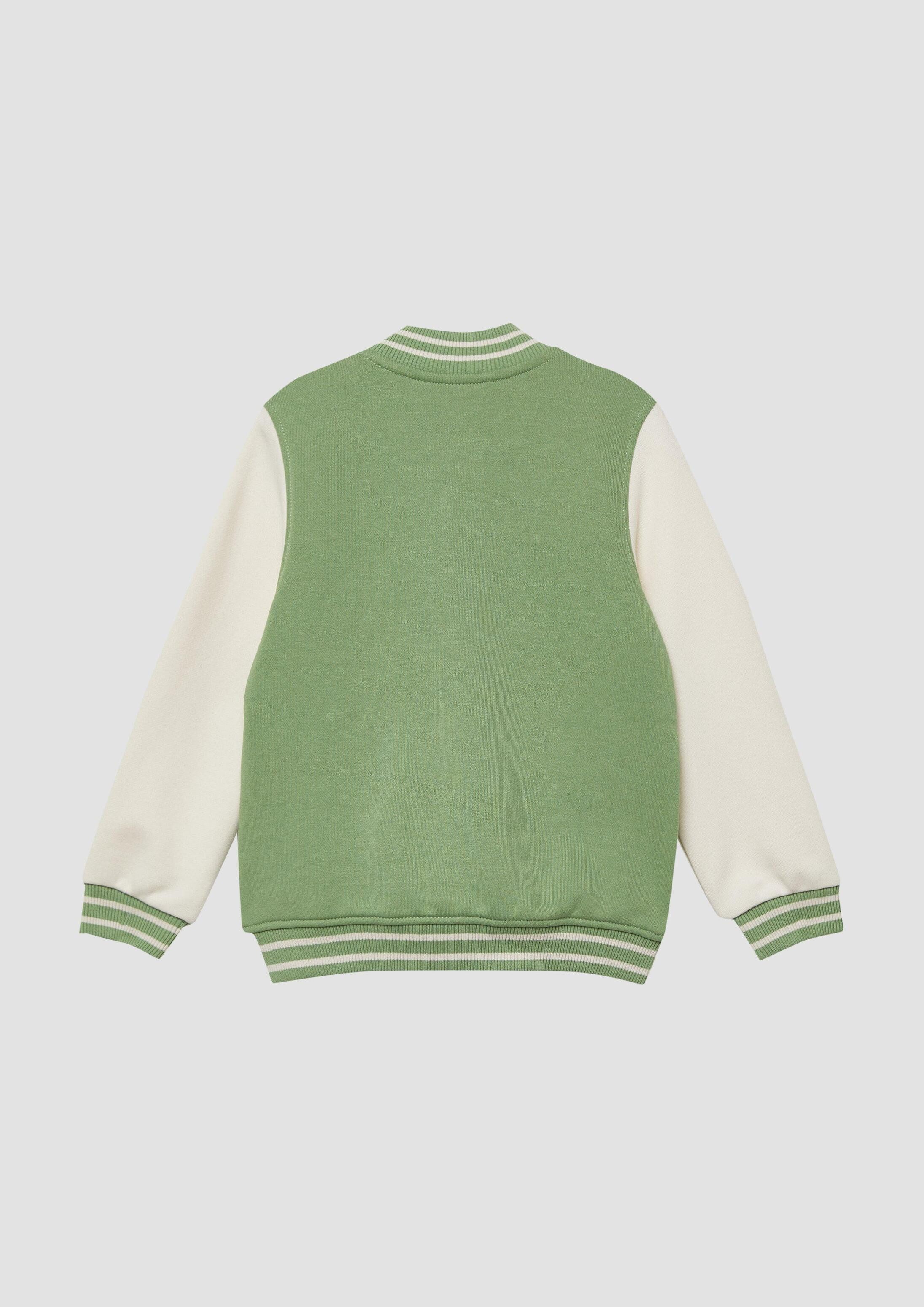 s.Oliver Sweatjacke Sweatshirt Jacke Felpa-Collegejacke mit Kontrastdetails