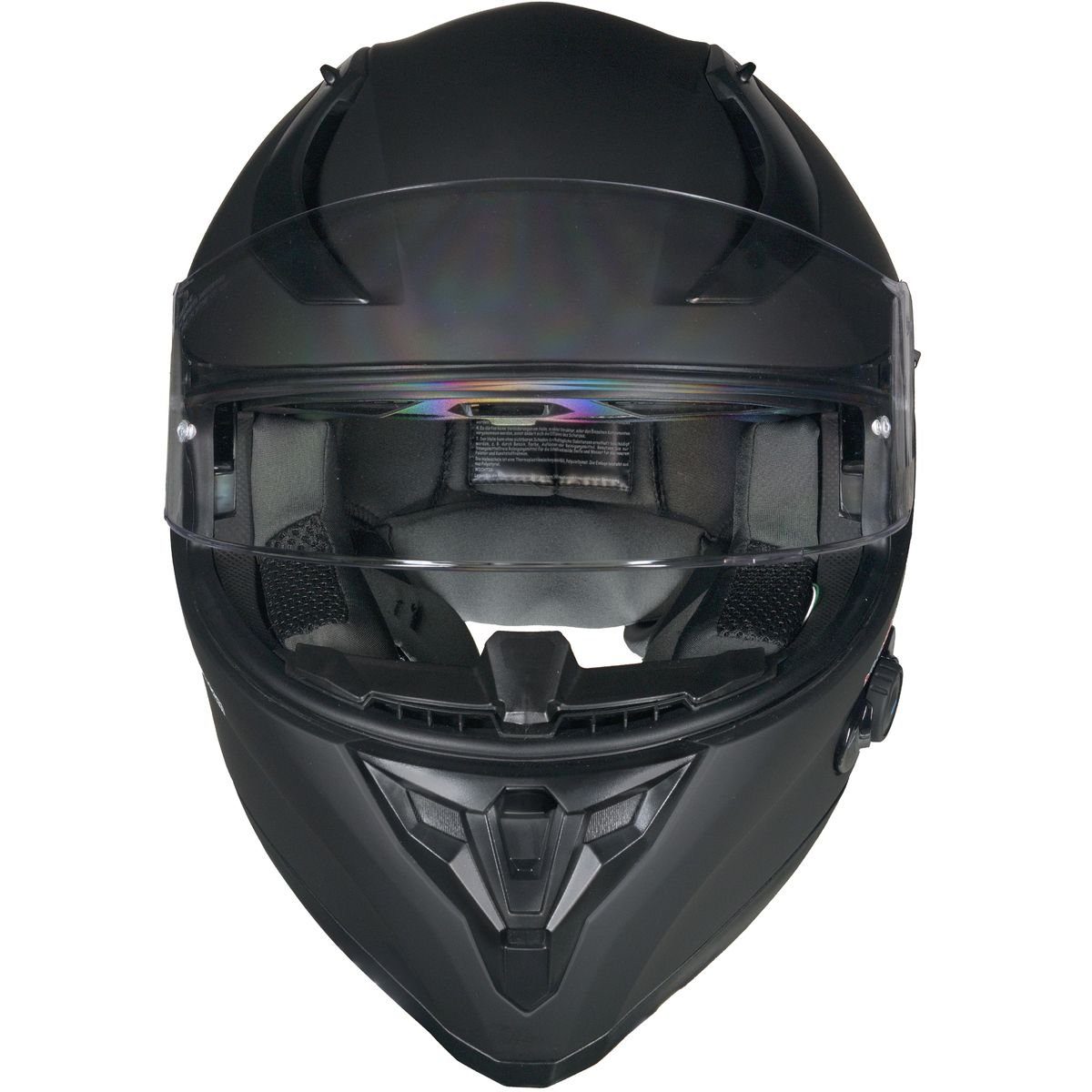 rueger-helmets Motorradhelm RT-826 COM Bluetooth Motorradhelm Integralhelm Pinlock Quad Fullface Sturzhelm HelmRT-826COM Matt Schwarz XS