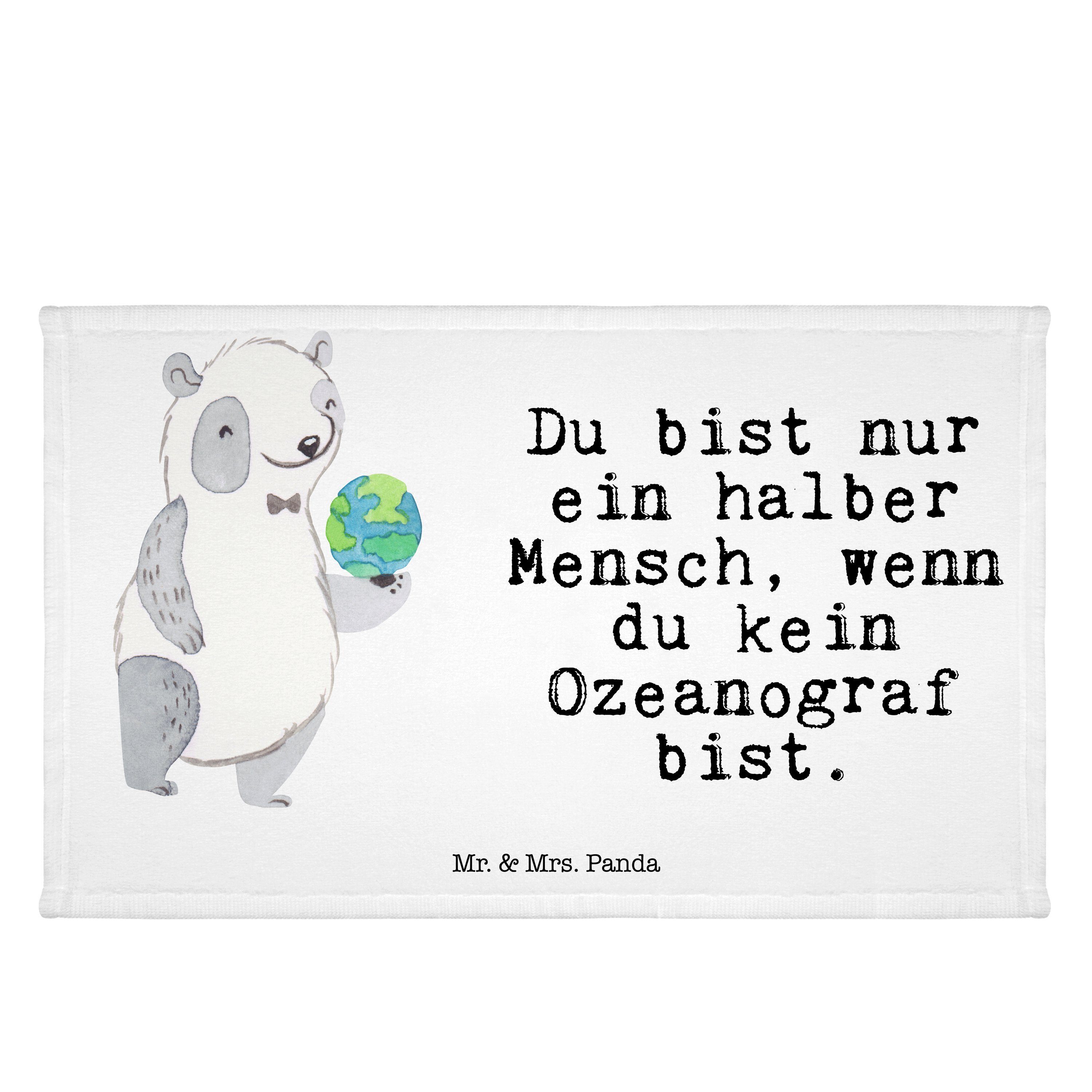 Mr. & Mrs. Panda Handtuch Ozeanograf mit Herz - Weiß - Geschenk, Arbeitskollege, Meeresforscher, (1-St)